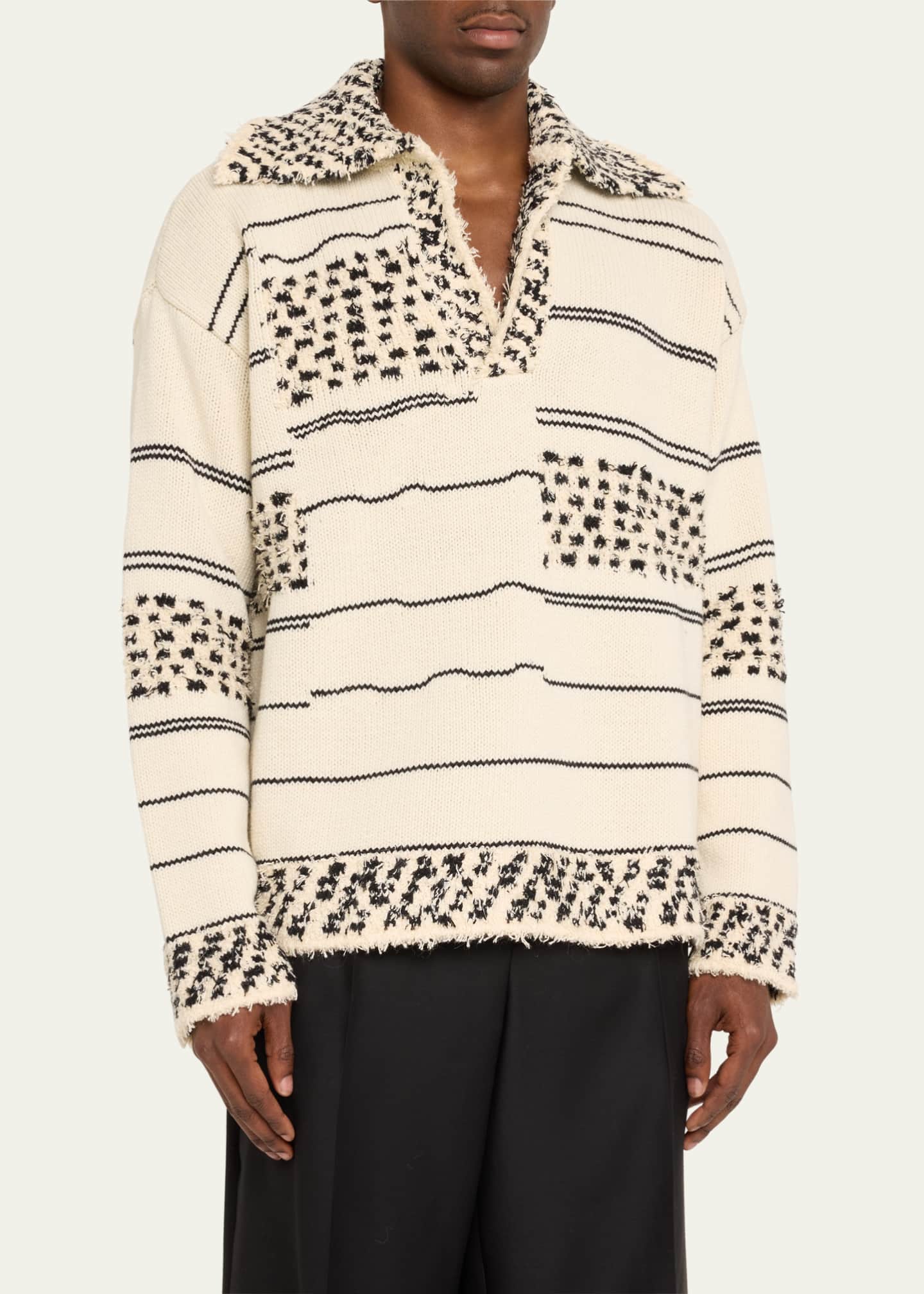 Bottega Veneta Men's Textured Stripe Knit Sweater Image 4 of 5