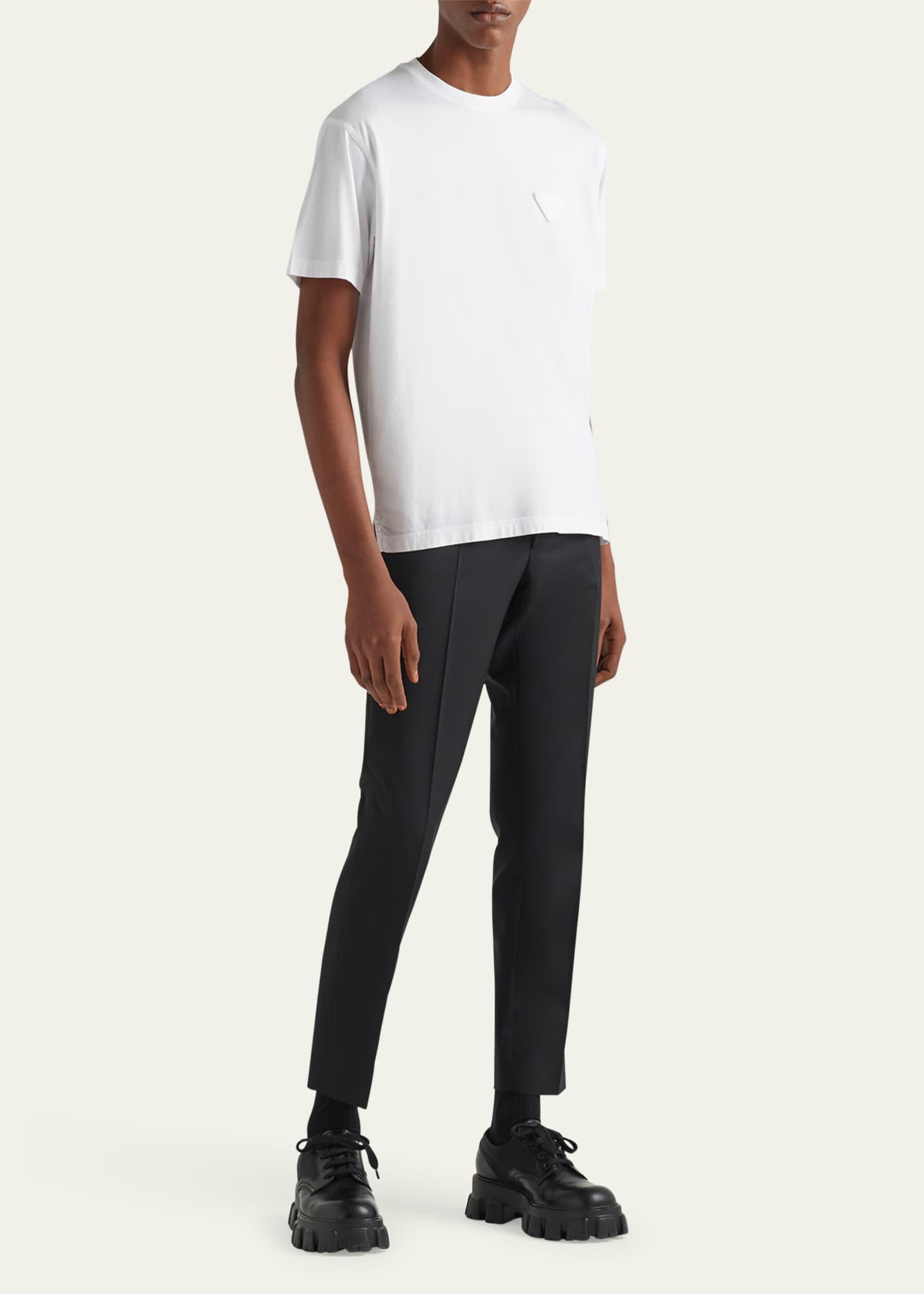 Prada Men's Jersey Conceptual Logo T-Shirt Image 2 of 3