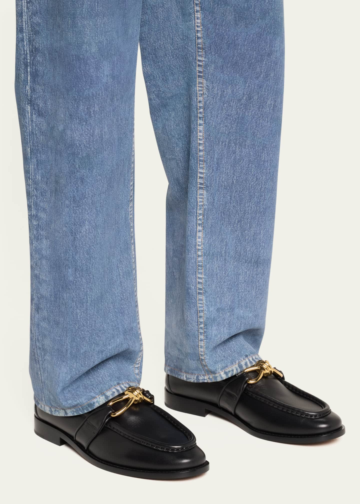 Bottega Veneta Men's Astaire Metallic Knot Napa Loafers Image 2 of 5