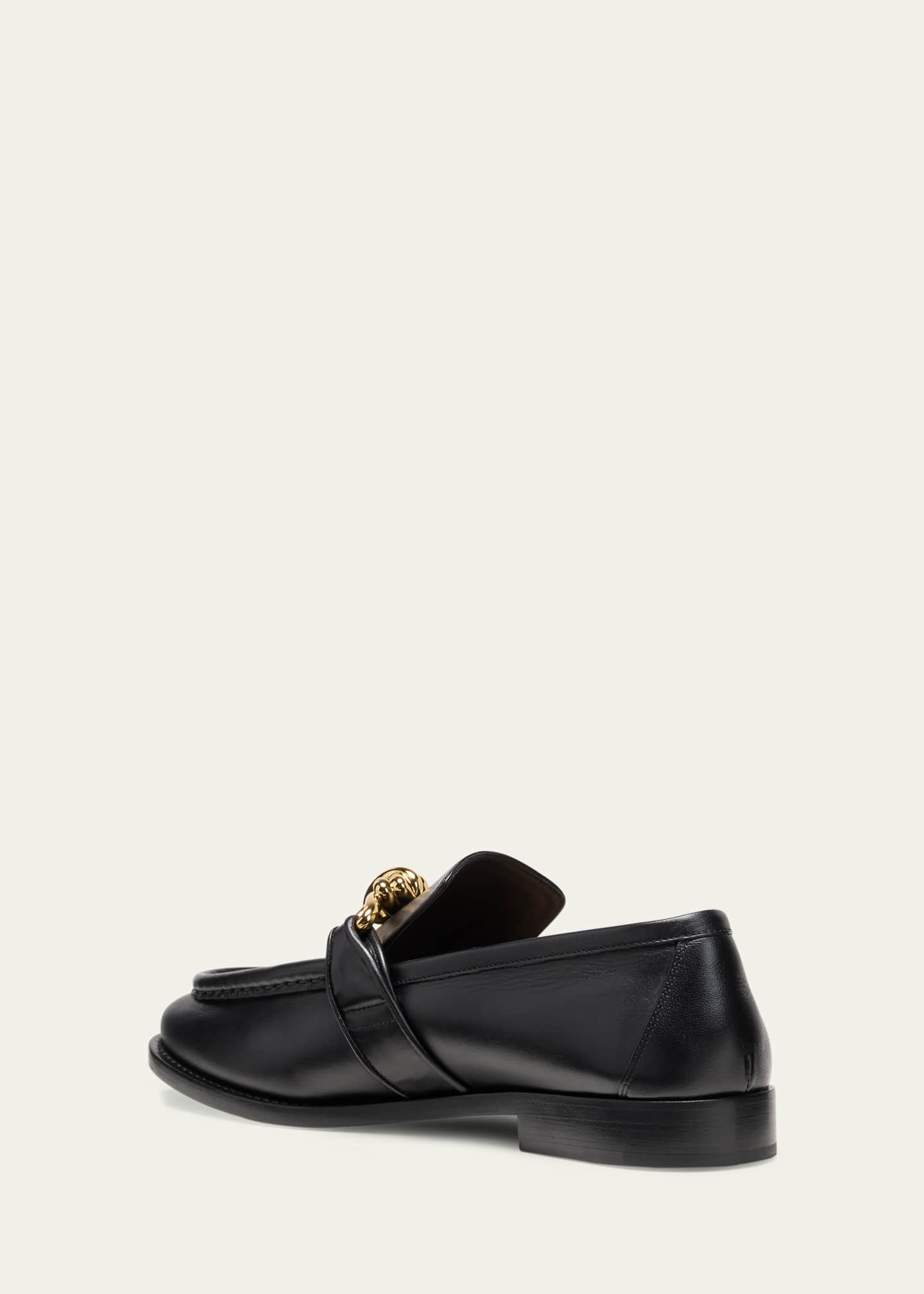 Bottega Veneta Men's Astaire Metallic Knot Napa Loafers Image 4 of 5