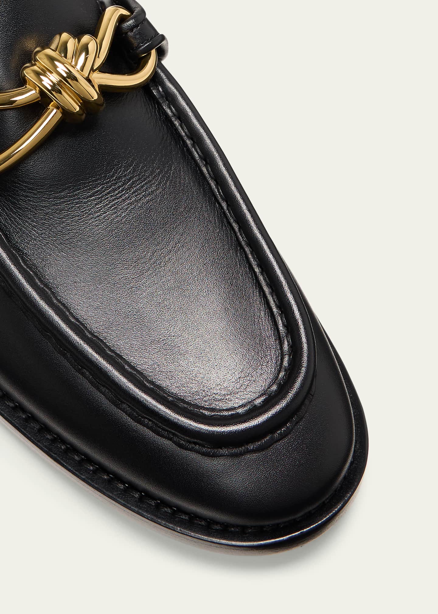 Bottega Veneta Men's Astaire Metallic Knot Napa Loafers Image 5 of 5