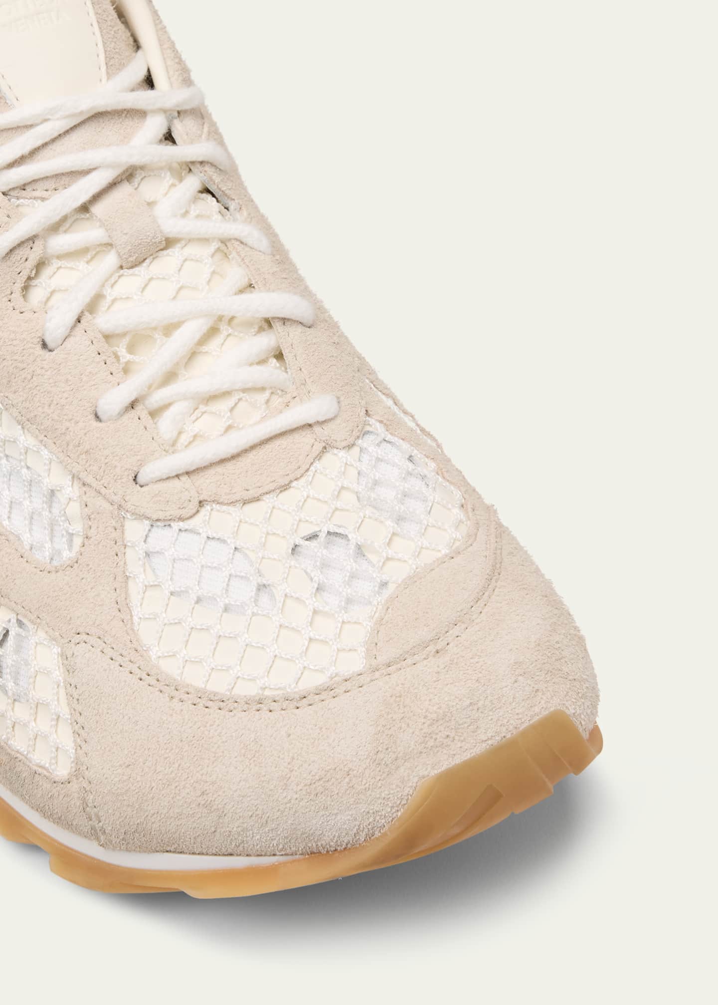 Bottega Veneta Men's Orbit Aged Leather and Fishnet Runner Sneakers Image 5 of 6