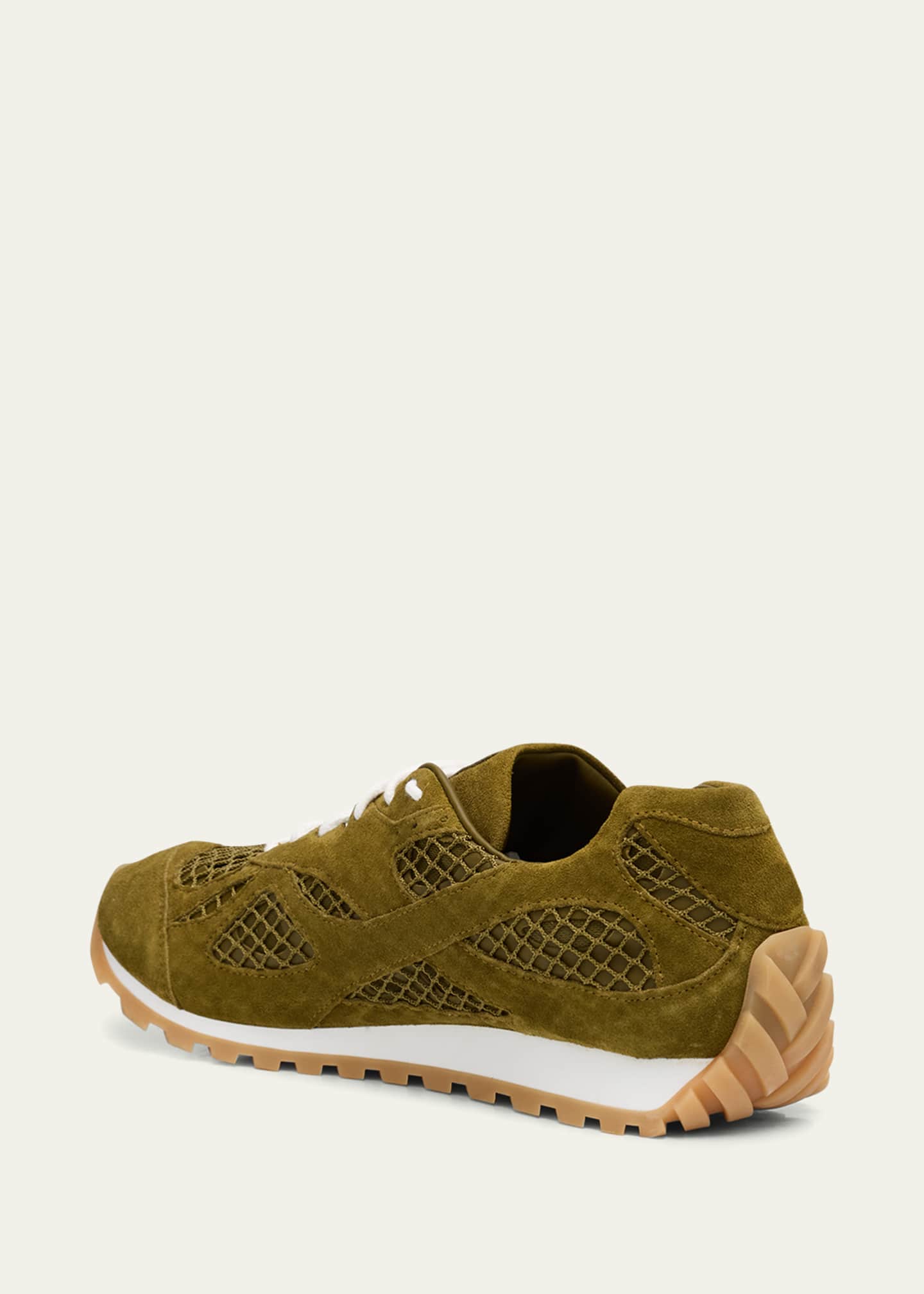 Bottega Veneta Men's Orbit Aged Leather and Fishnet Runner Sneakers Image 4 of 6