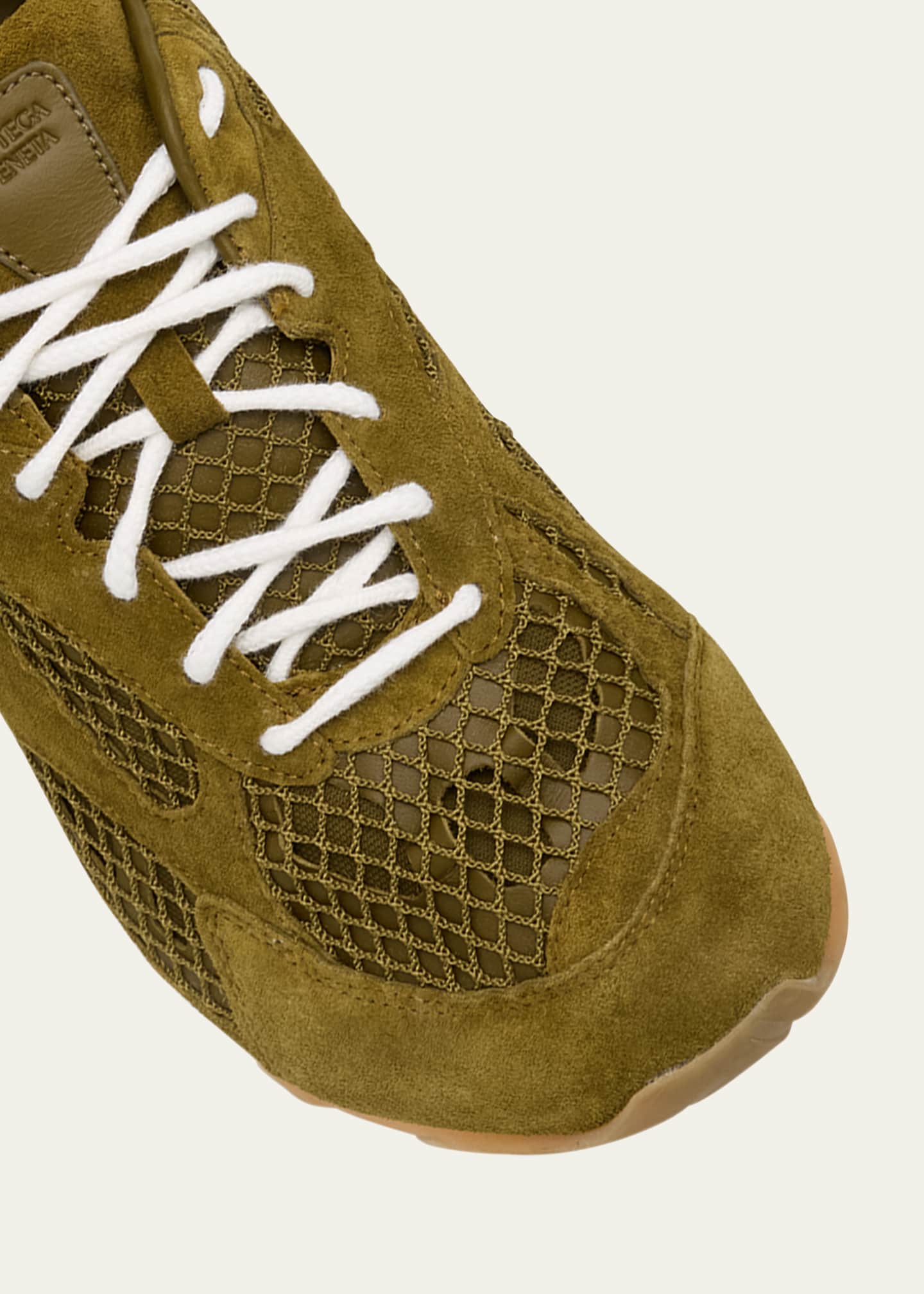 Bottega Veneta Men's Orbit Aged Leather and Fishnet Runner Sneakers Image 5 of 6