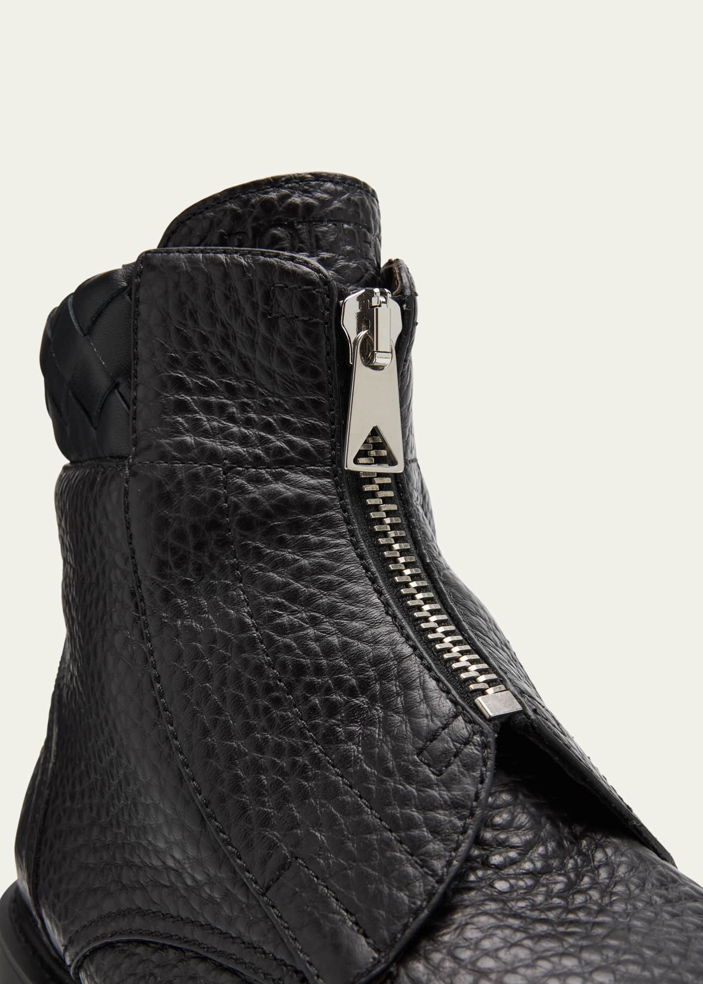 Bottega Veneta Men's Haddock Grained Leather Zipped Ankle Bottega Veneta Men's Haddock Grained Leather Zipped Ankle