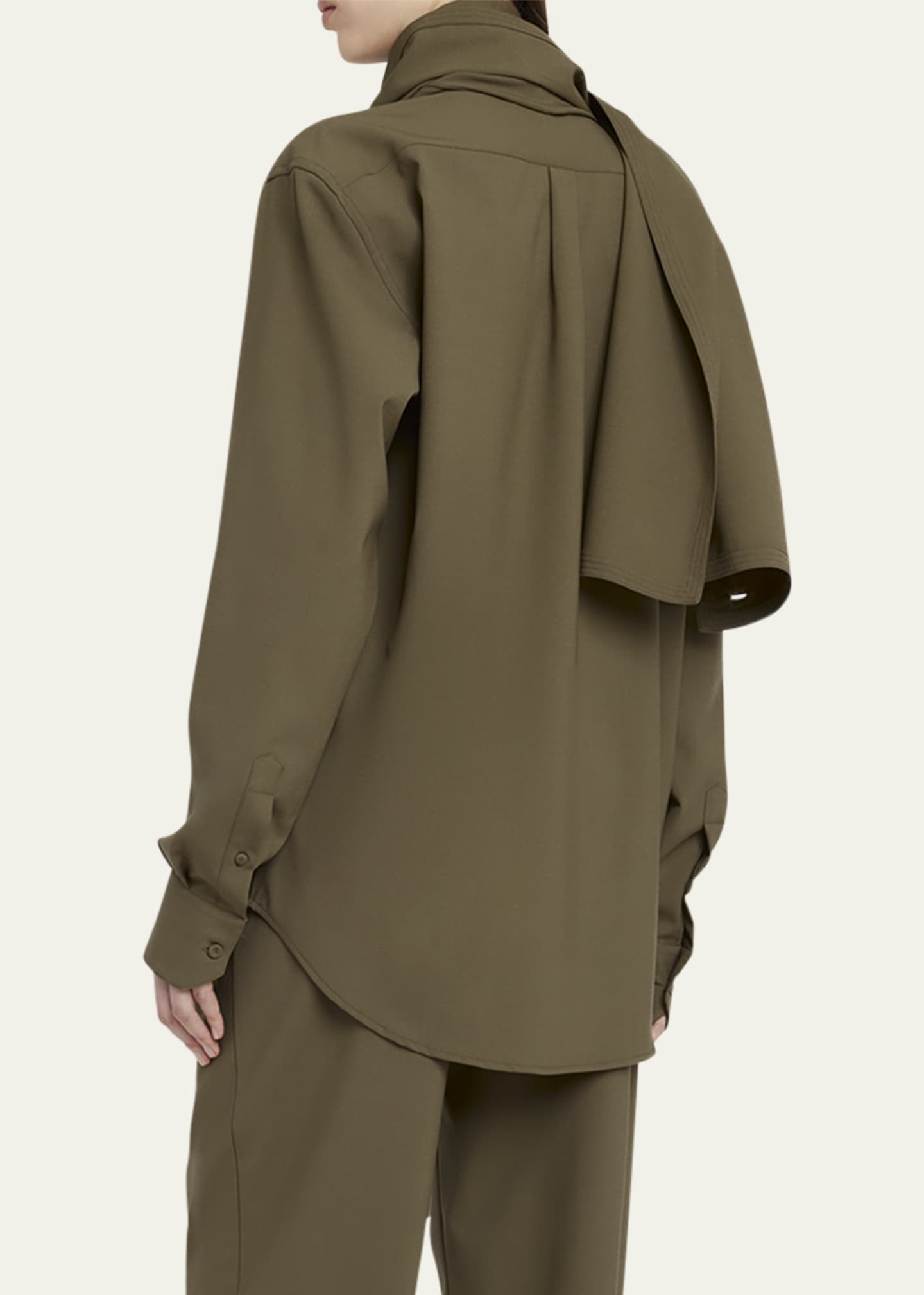 ARMARIUM Beatrice Scarf-Neck Button Down Wool Blouse Image 3 of 5