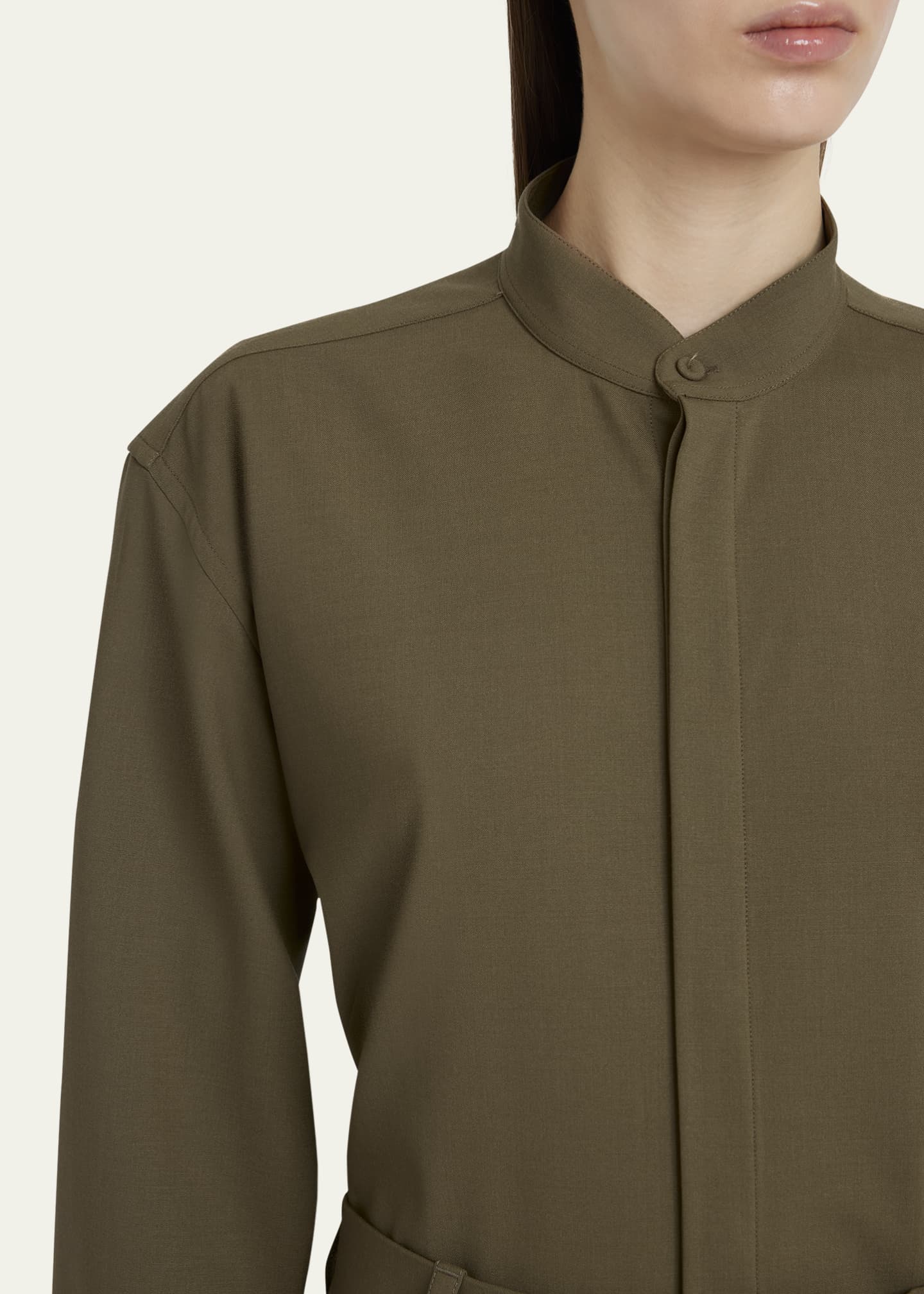 ARMARIUM Beatrice Scarf-Neck Button Down Wool Blouse Image 5 of 5