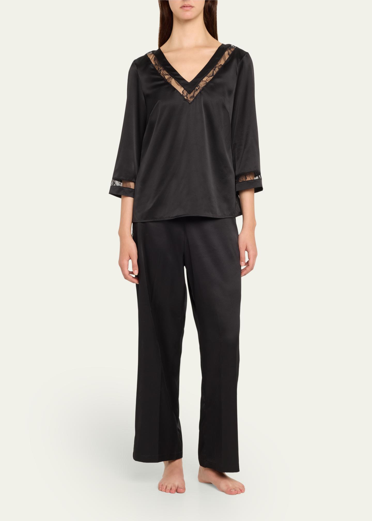Lise Charmel Adorable En Sexy Lace-Trim Satin Pajama Pants