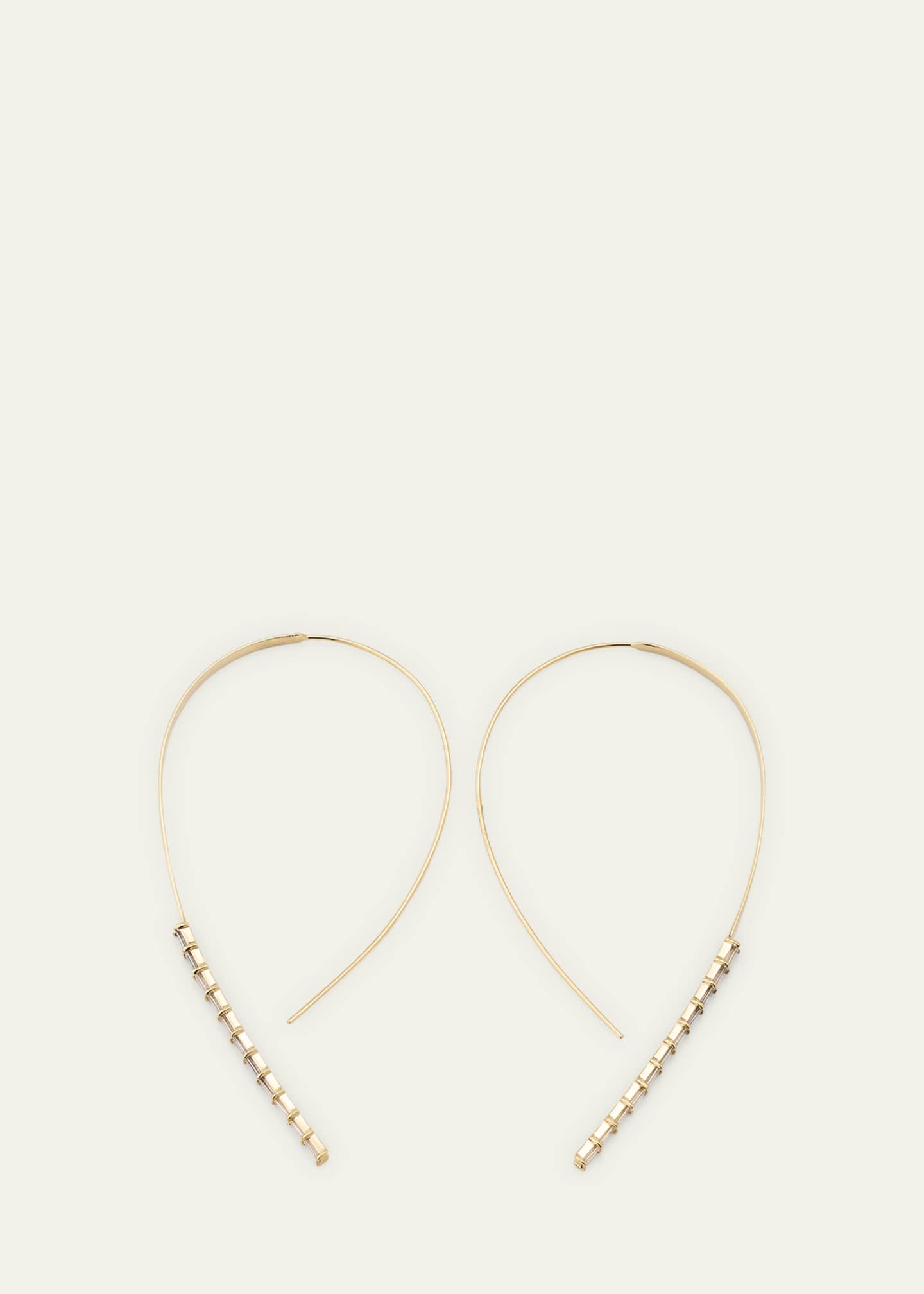 Lana 14K Yellow Gold Baguette Diamond Flat Hooked on Hoop Earrings Image 4 of 4