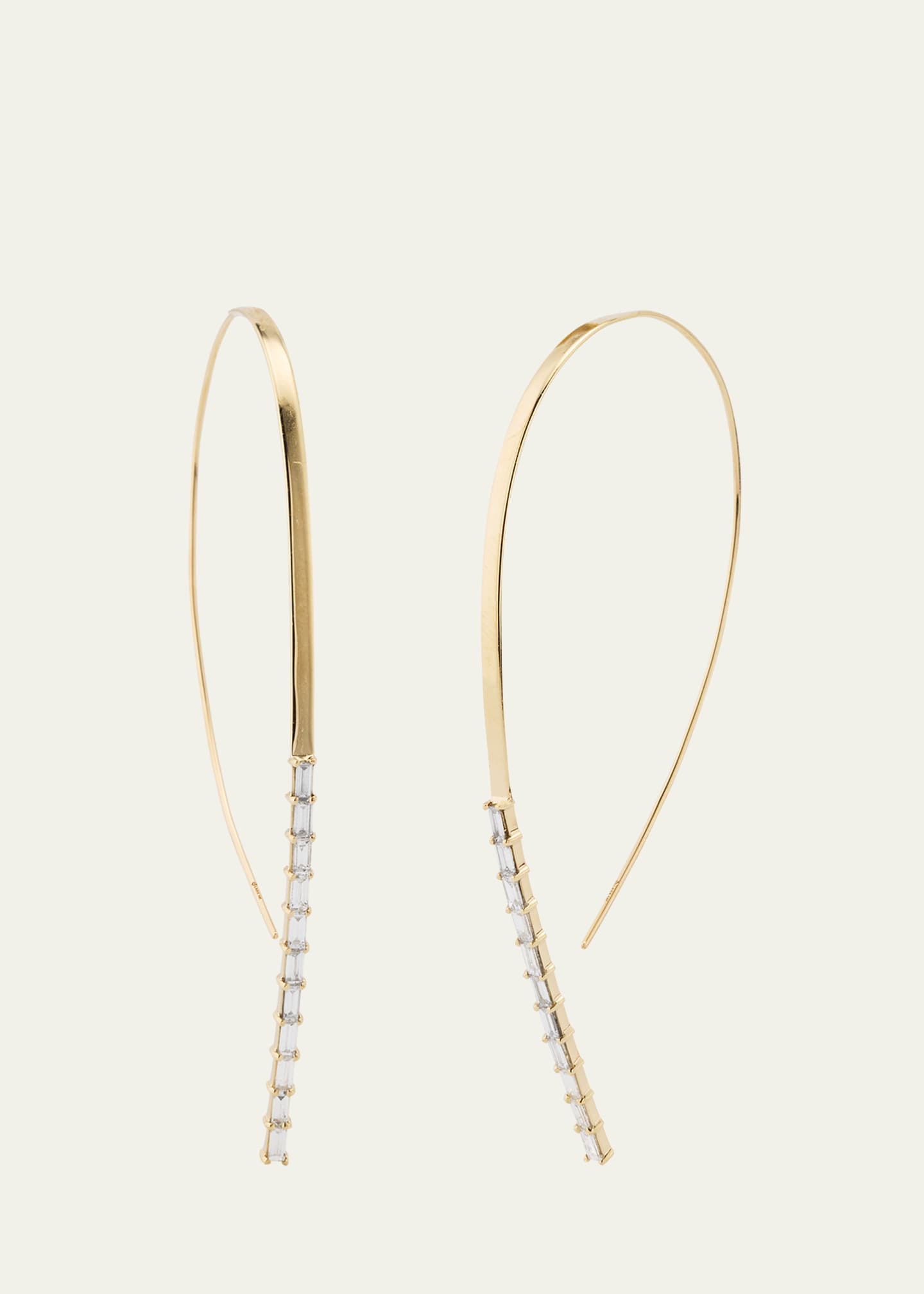 Lana 14K Yellow Gold Baguette Diamond Flat Hooked on Hoop Earrings Image 1 of 4