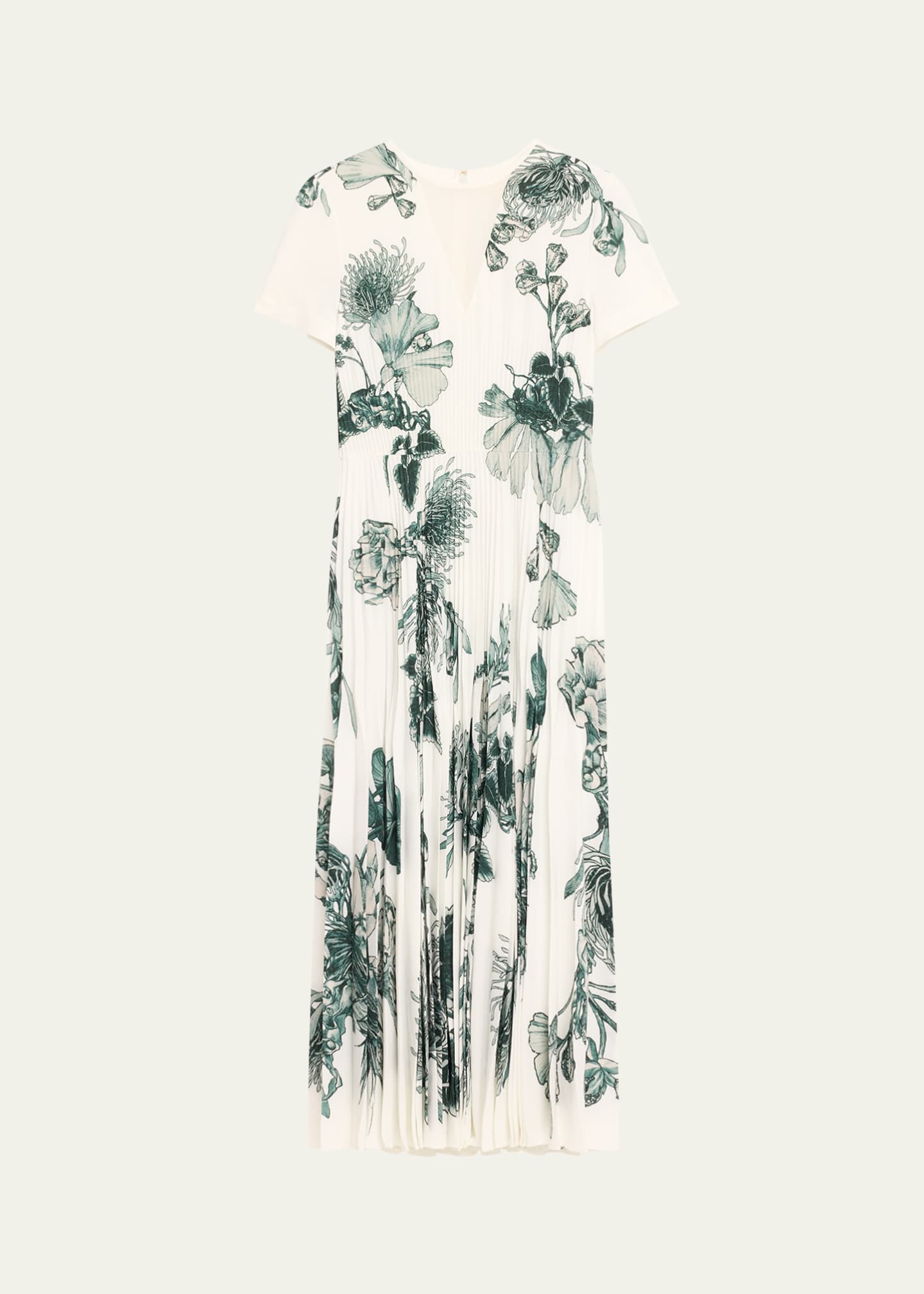 Jason Wu Collection Pincushion Floral Pleated Maxi Dress