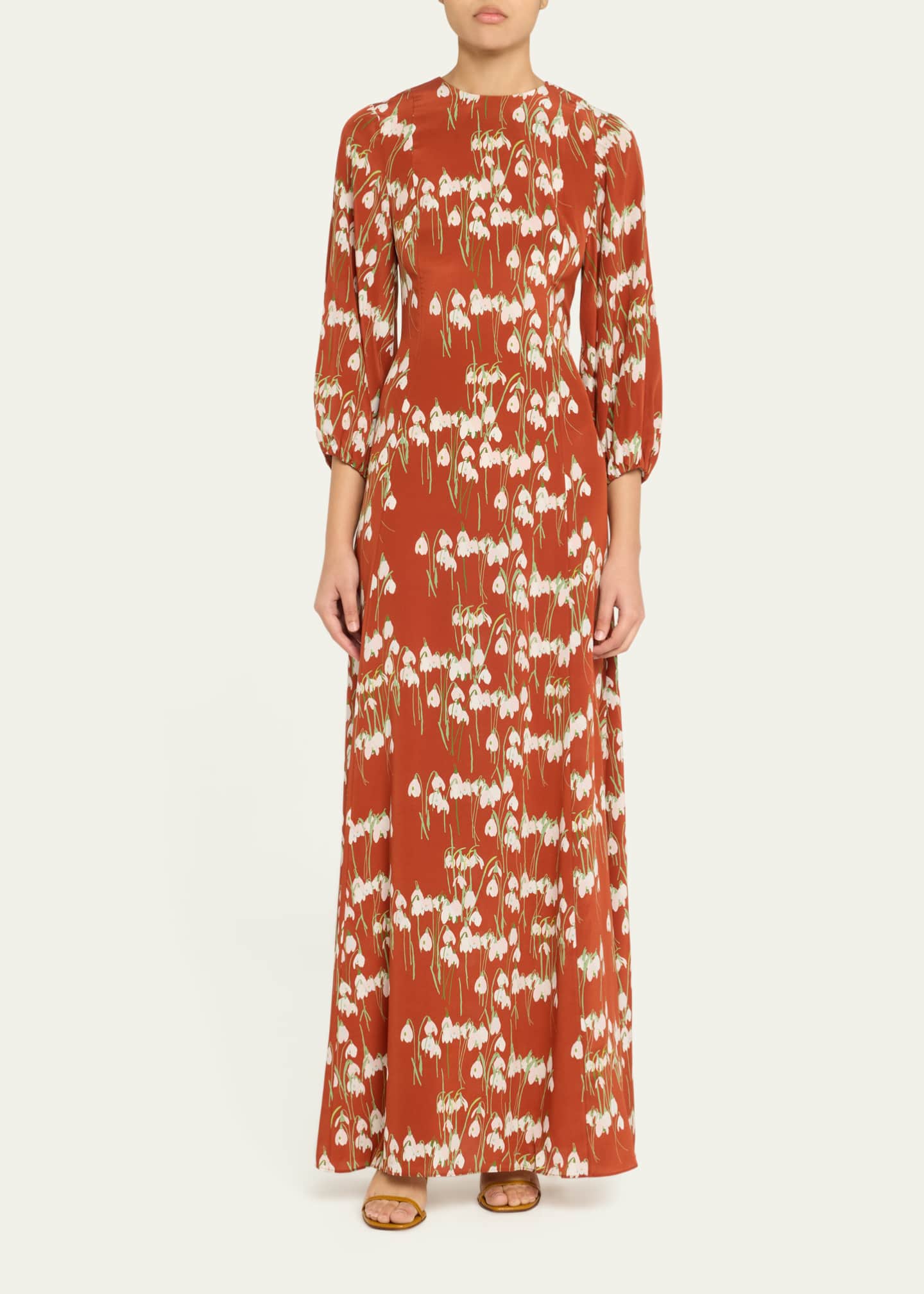 BERNADETTE Roxette Long Floral Silk Dress Image 2 of 5