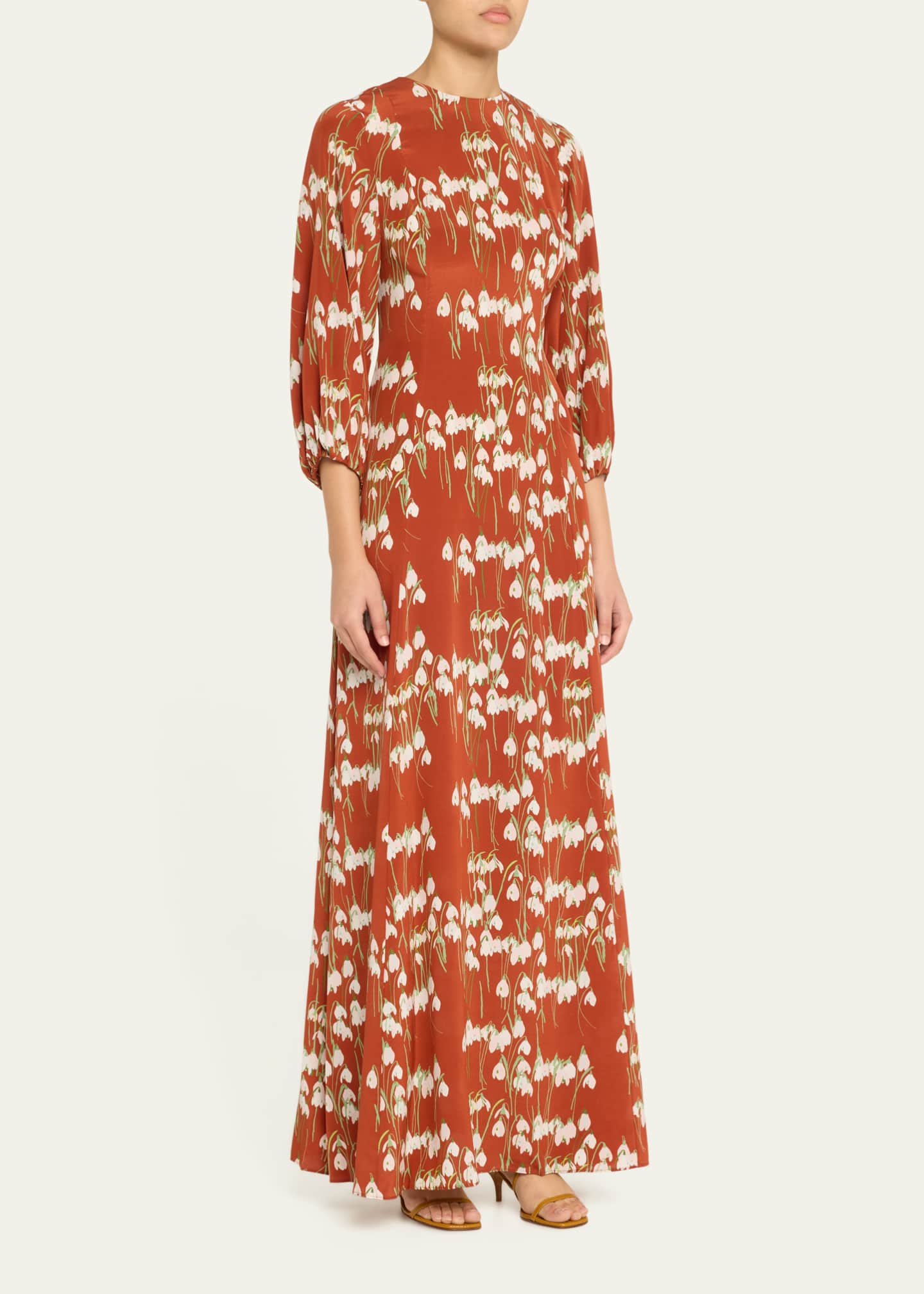 BERNADETTE Roxette Long Floral Silk Dress Image 4 of 5