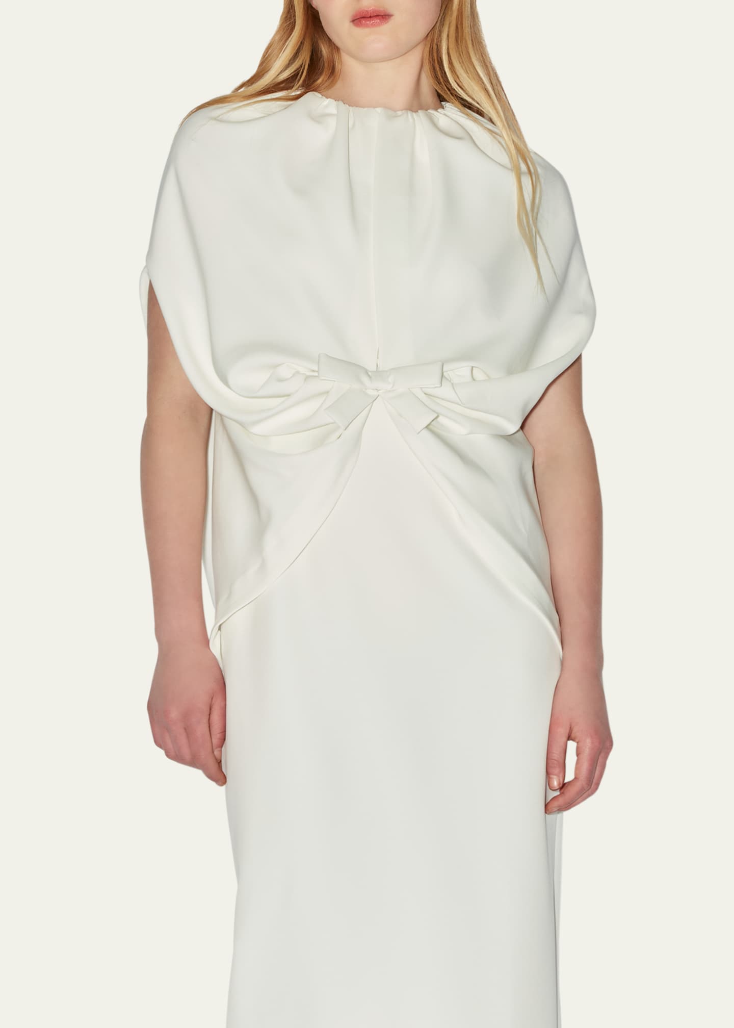 BERNADETTE Ruched Waist Long Cape Dress
