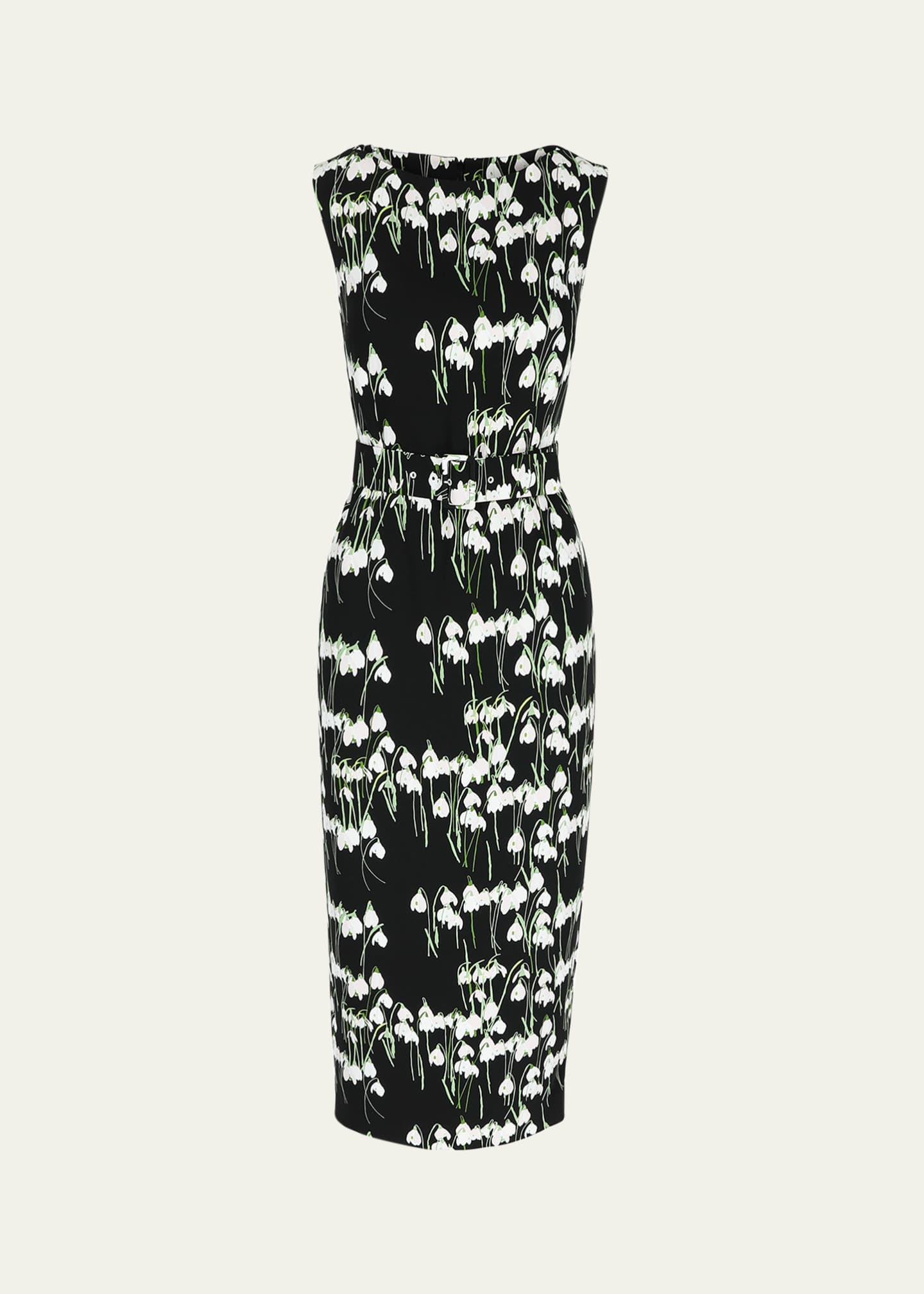 BERNADETTE Flower-Print Boat-Neck Belted Midi Dress Image 1 of 5