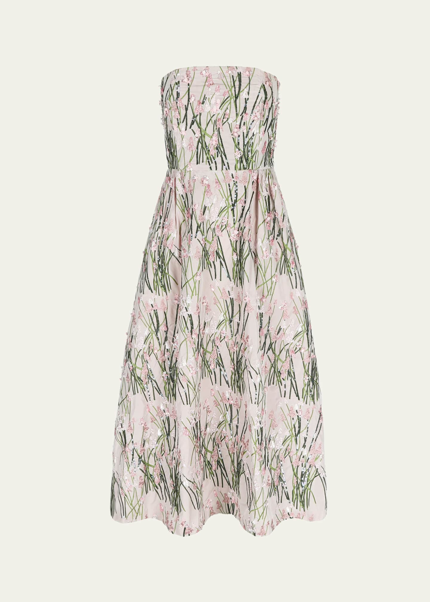 BERNADETTE Strapless Dette Embroidered Midi Dress Image 1 of 5