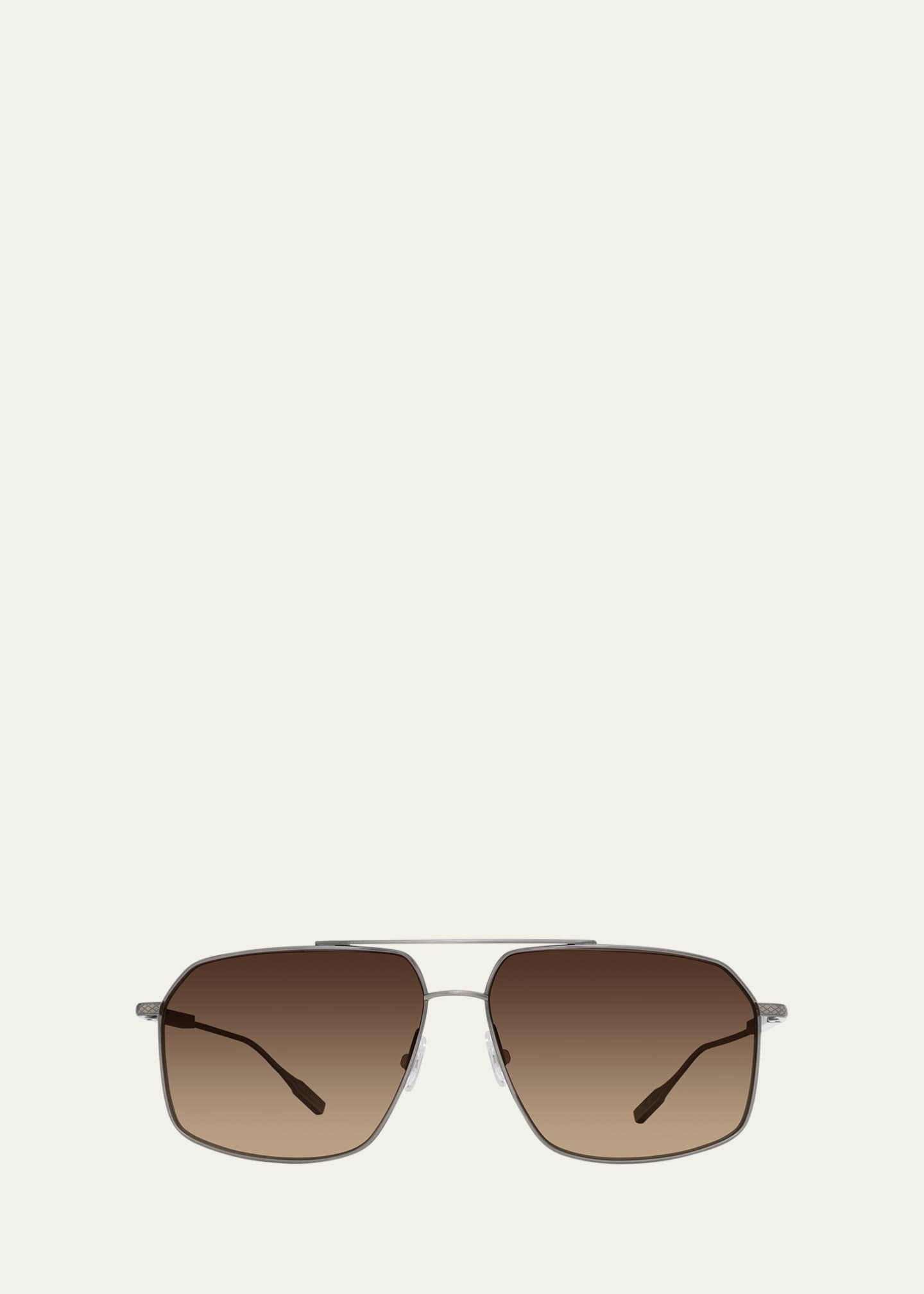 Barton Perreira Men's Renzo Polarized Titanium Rectangle Sunglasses Image 1 of 3