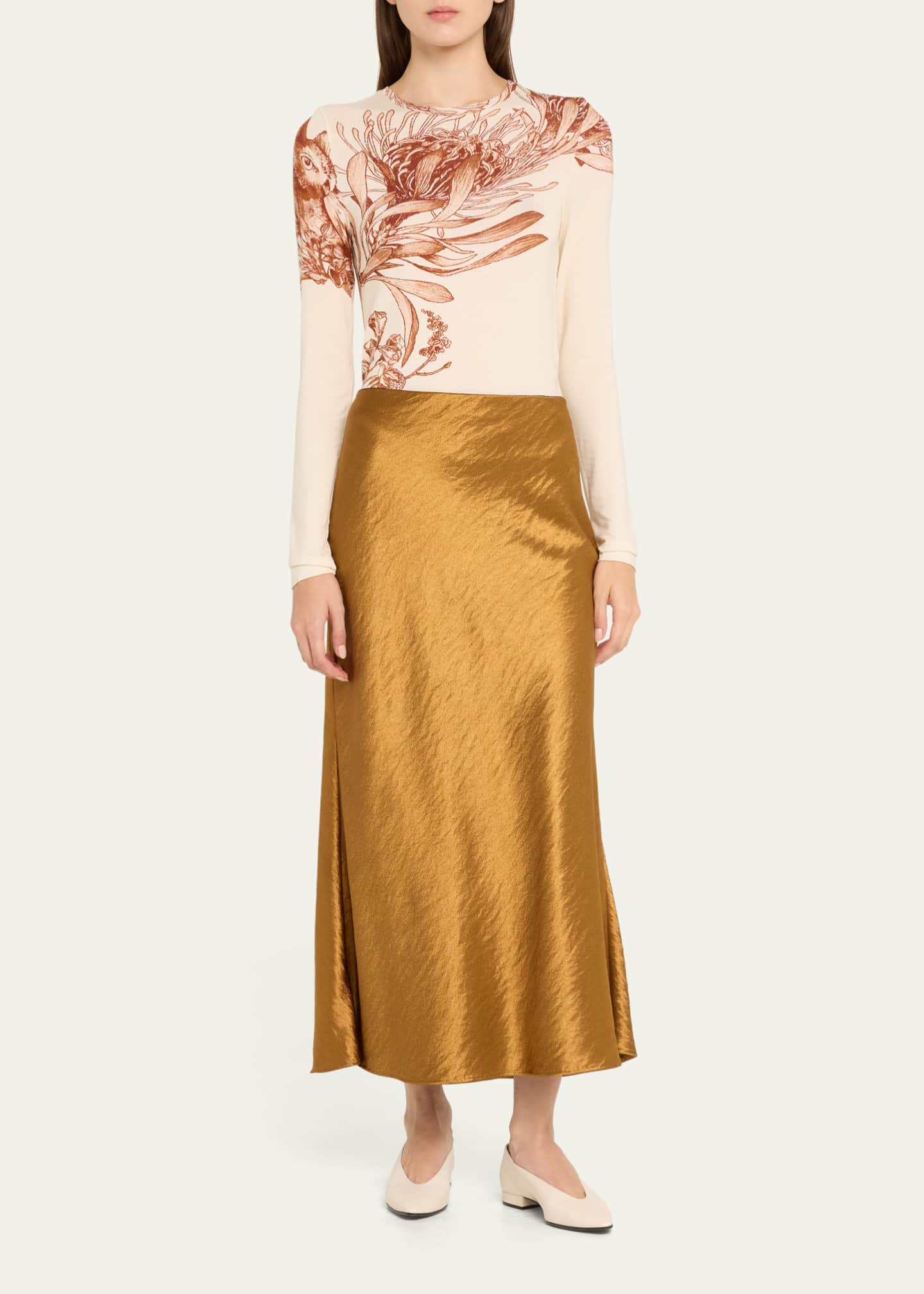 Jason Wu Collection Hammered Satin Midi Slip Skirt