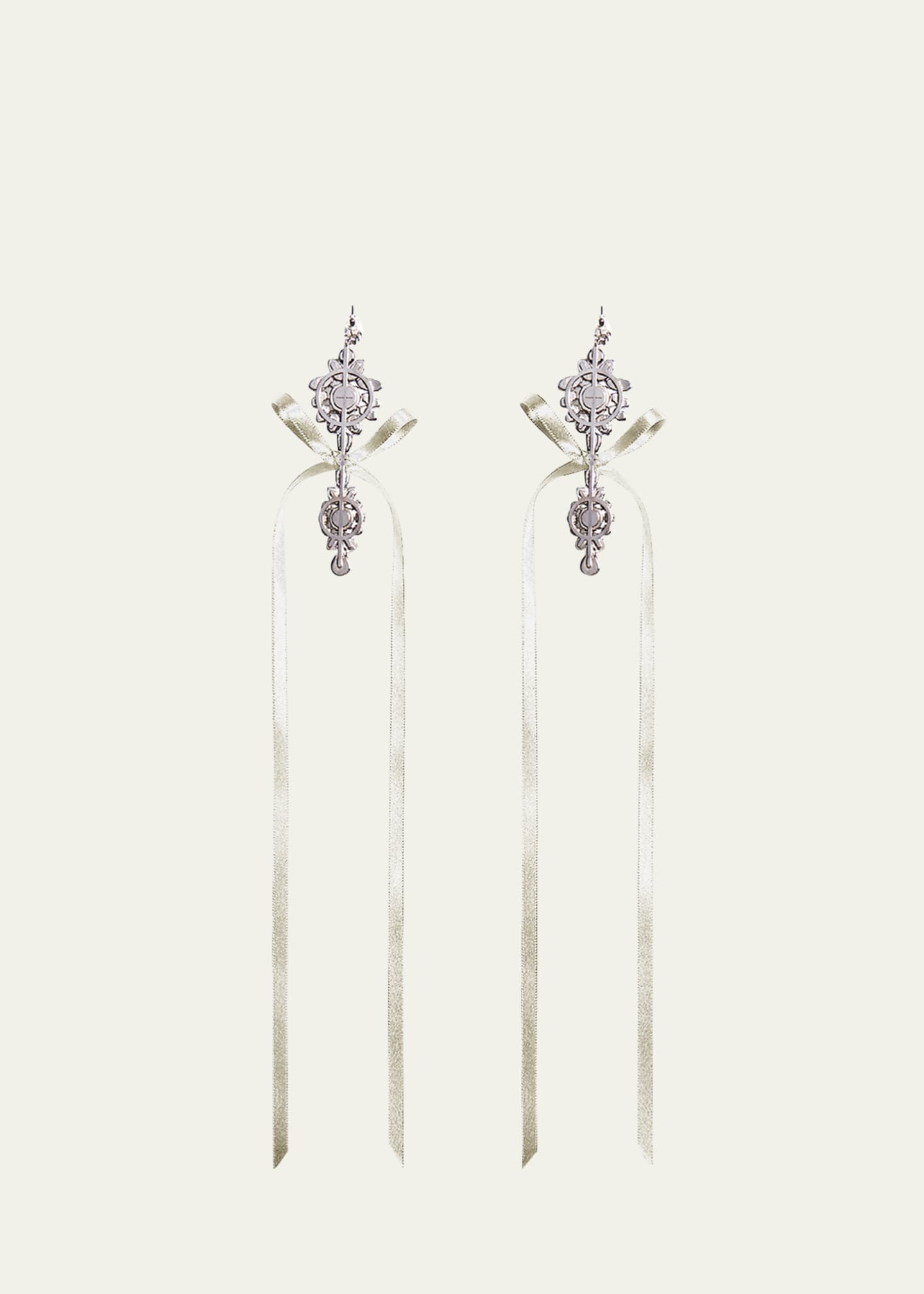 Diamante and Pearly Crest Bow Earrings - Thumbnail 2