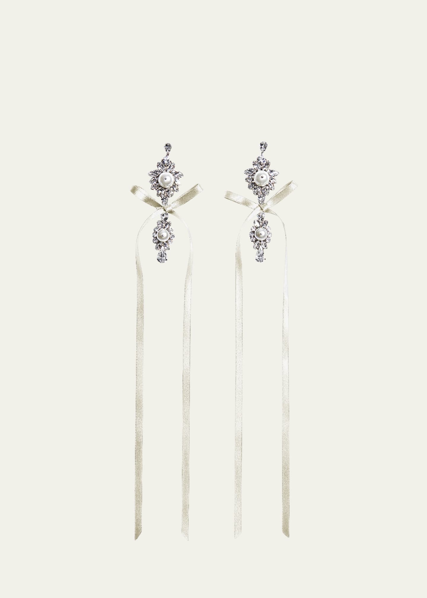 Diamante and Pearly Crest Bow Earrings
