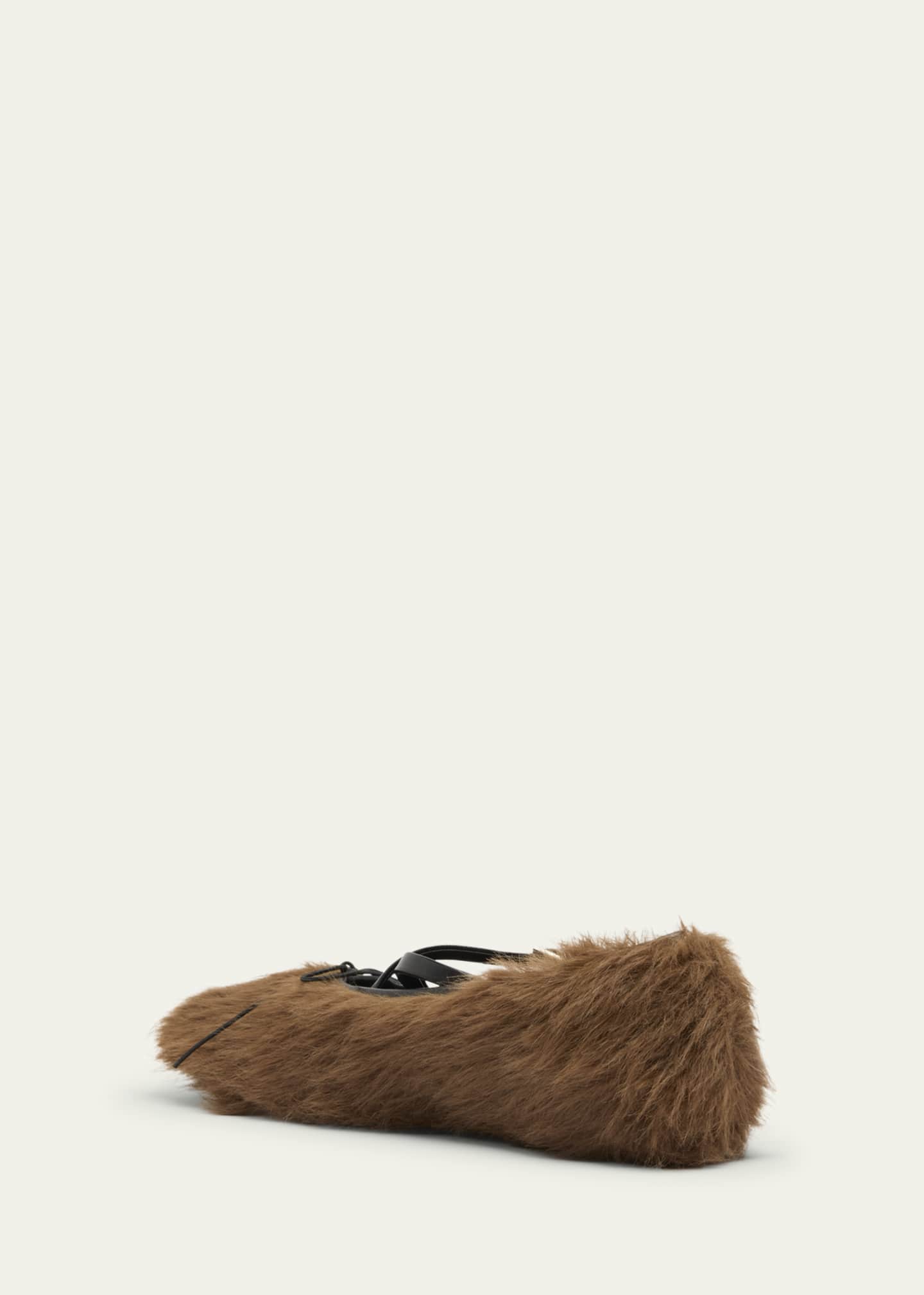 Simone Rocha Faux Fur Crisscross Ballerina Flats