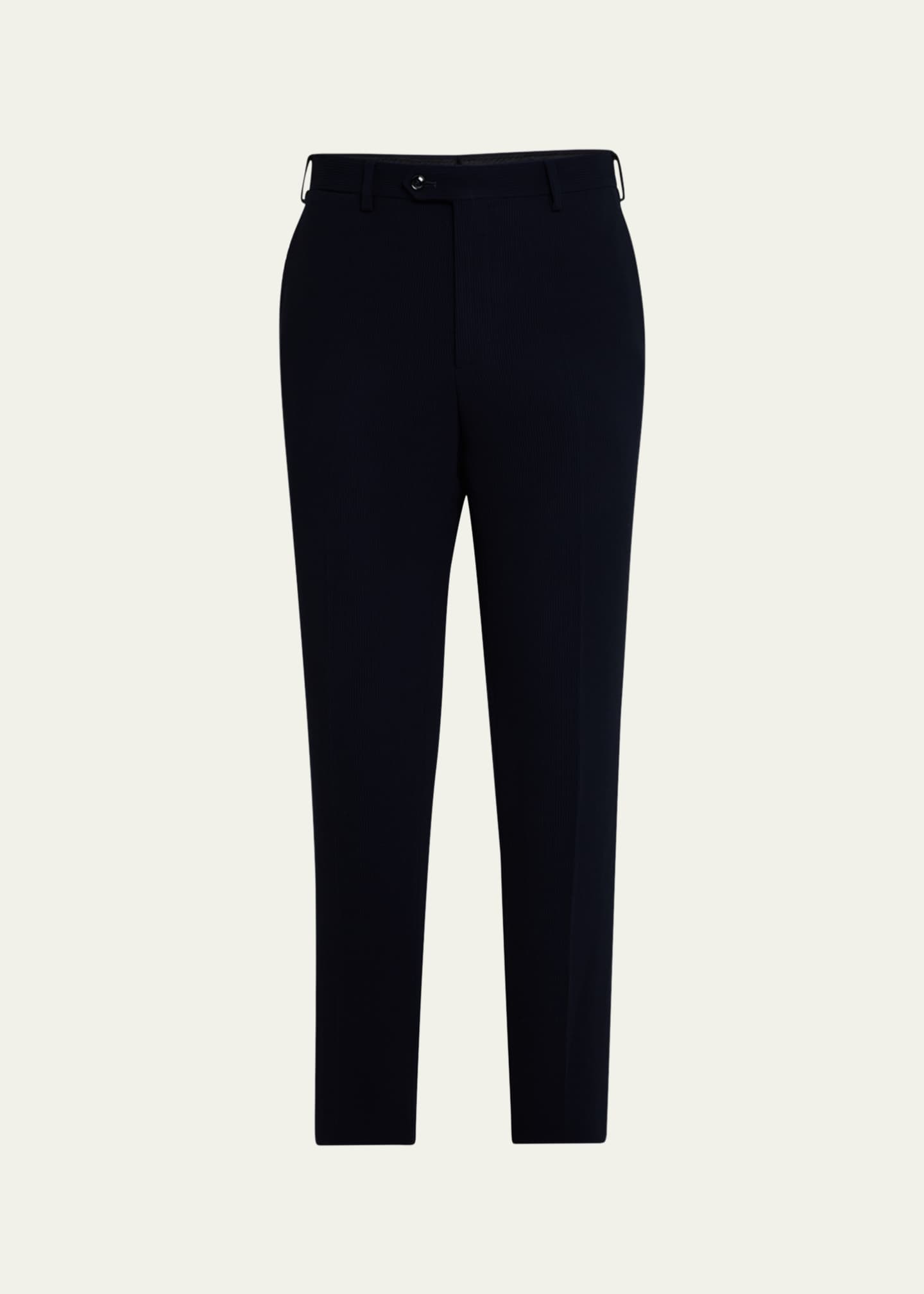 Giorgio Armani Men's Cannete Effect Flat-Front Trousers Image 1 of 5