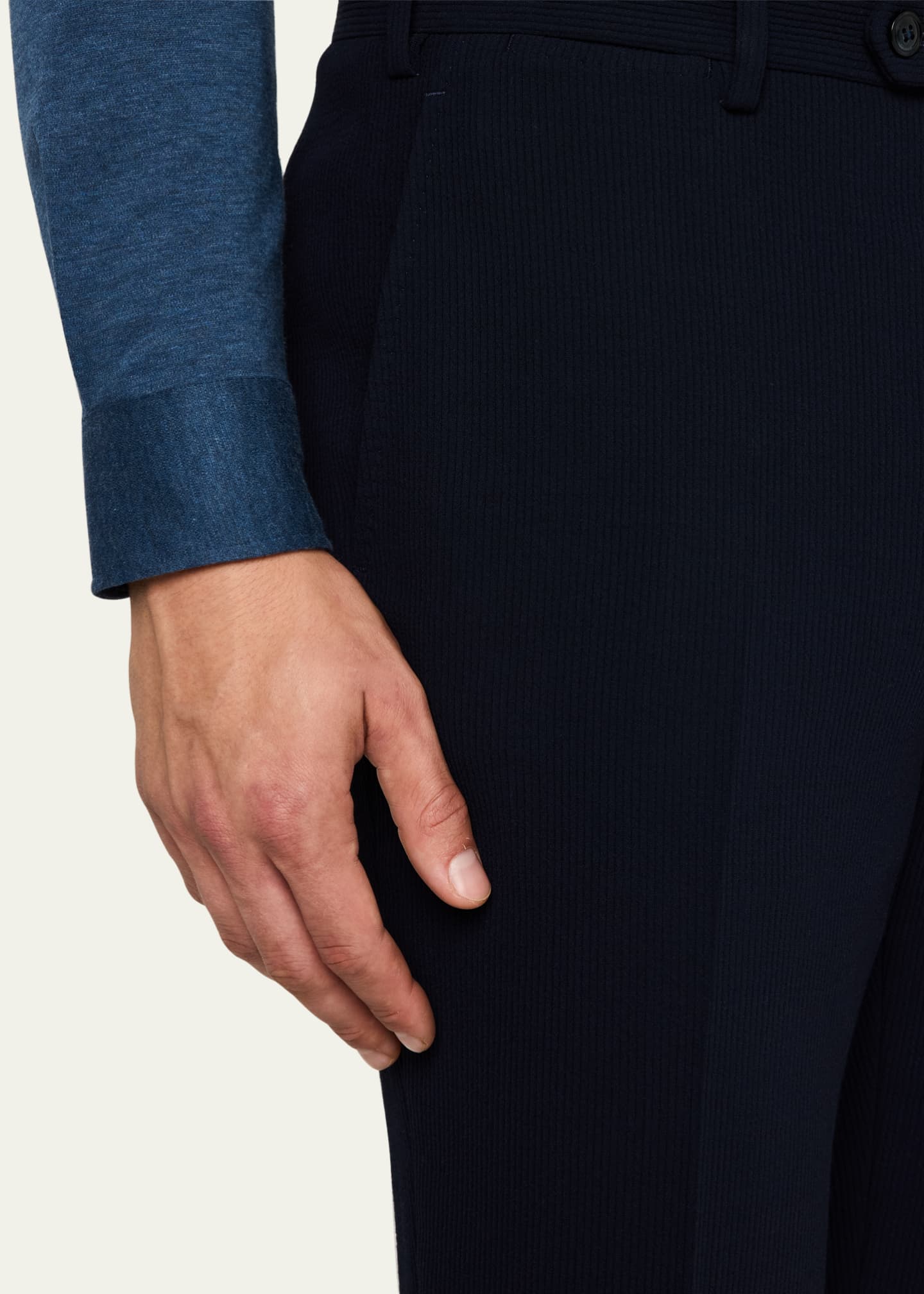 Giorgio Armani Men's Cannete Effect Flat-Front Trousers Image 5 of 5