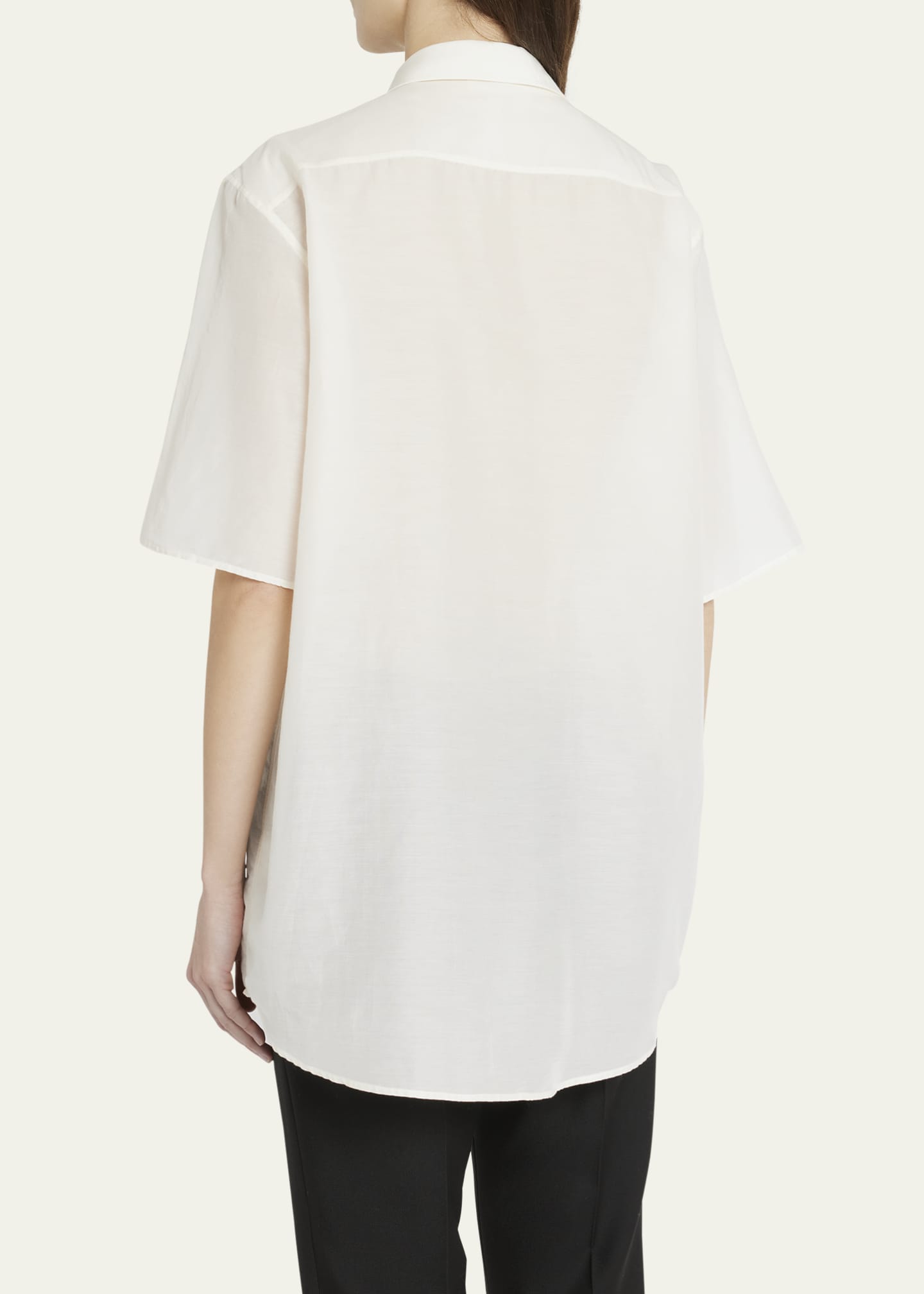 THE ROW Vale Short-Sleeve Cotton Button-Down Shirt Image 3 of 5