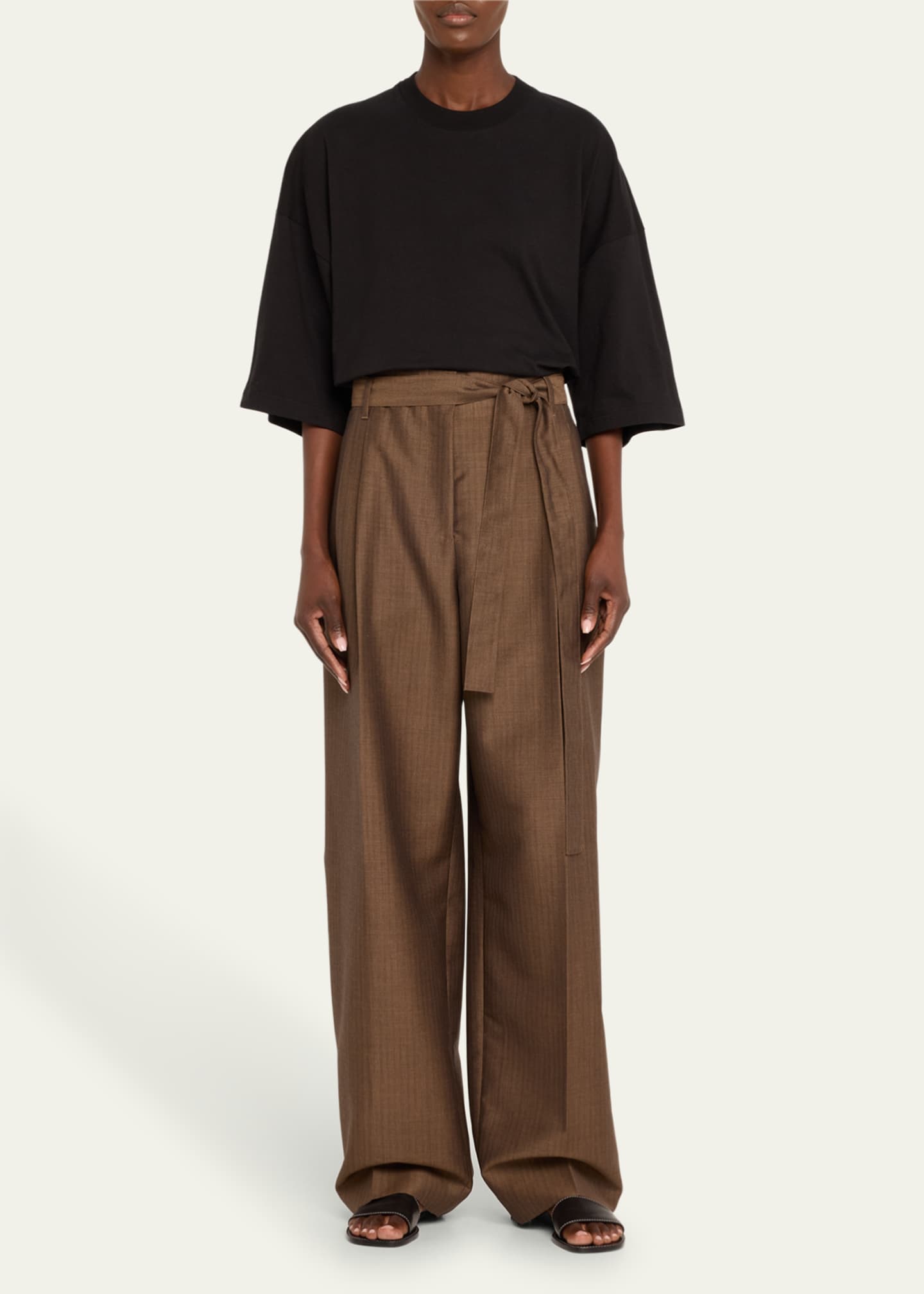 パンツ [The Row] Ian Pant in Wool THE ROW Ian Mid-Rise Wool Pants - Bergdorf Goodman