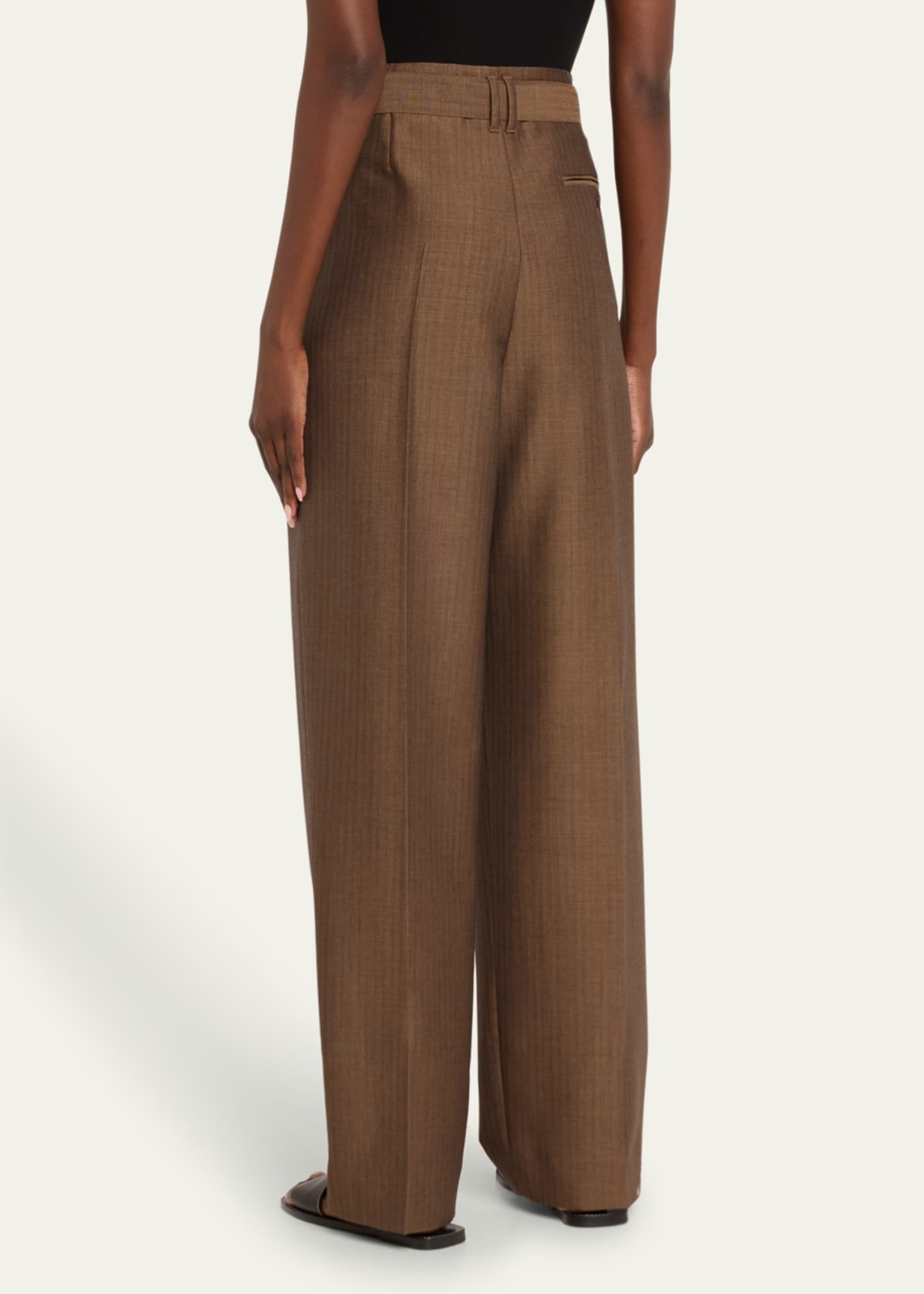 THE ROW Lonan Wool Wide-Leg Pants with Tie Belt - Bergdorf