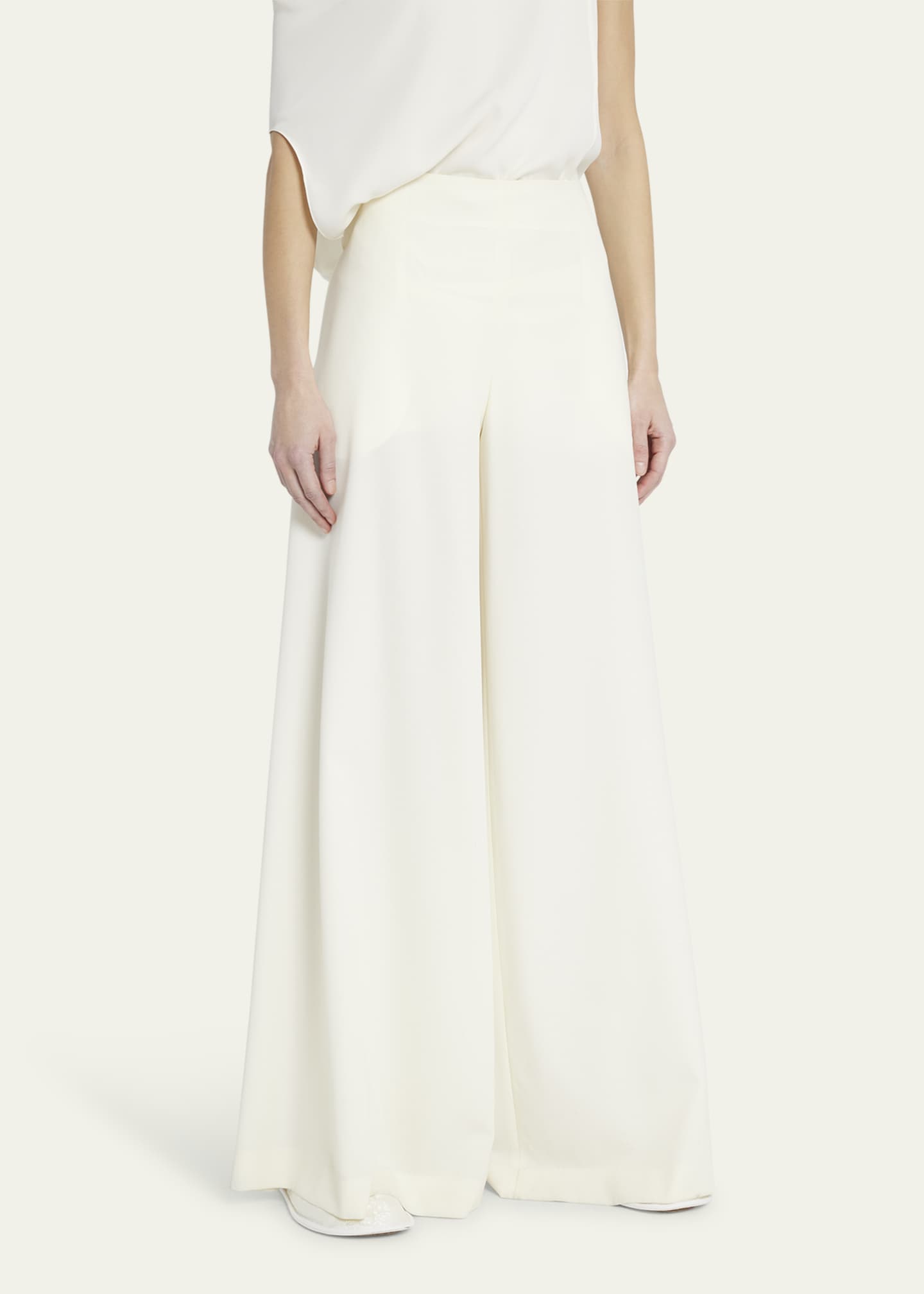 THE ROW Dela Mid-Rise Wide-Leg Wool Crepe Pants Image 3 of 4