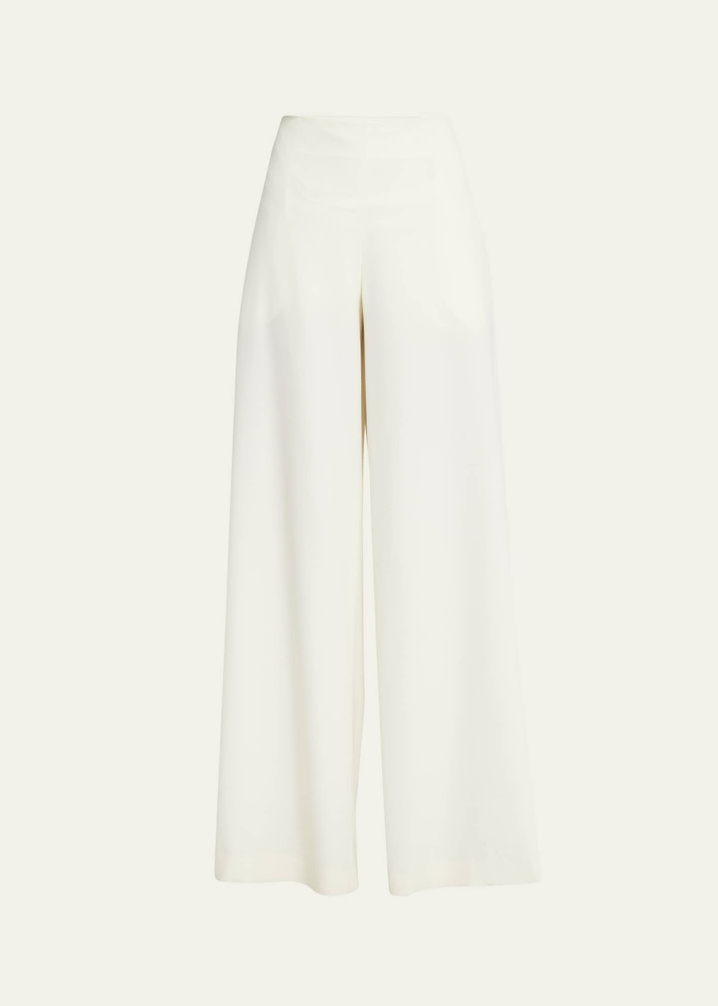 THE ROW Dela Mid-Rise Wide-Leg Wool Crepe Pants Image 1 of 4
