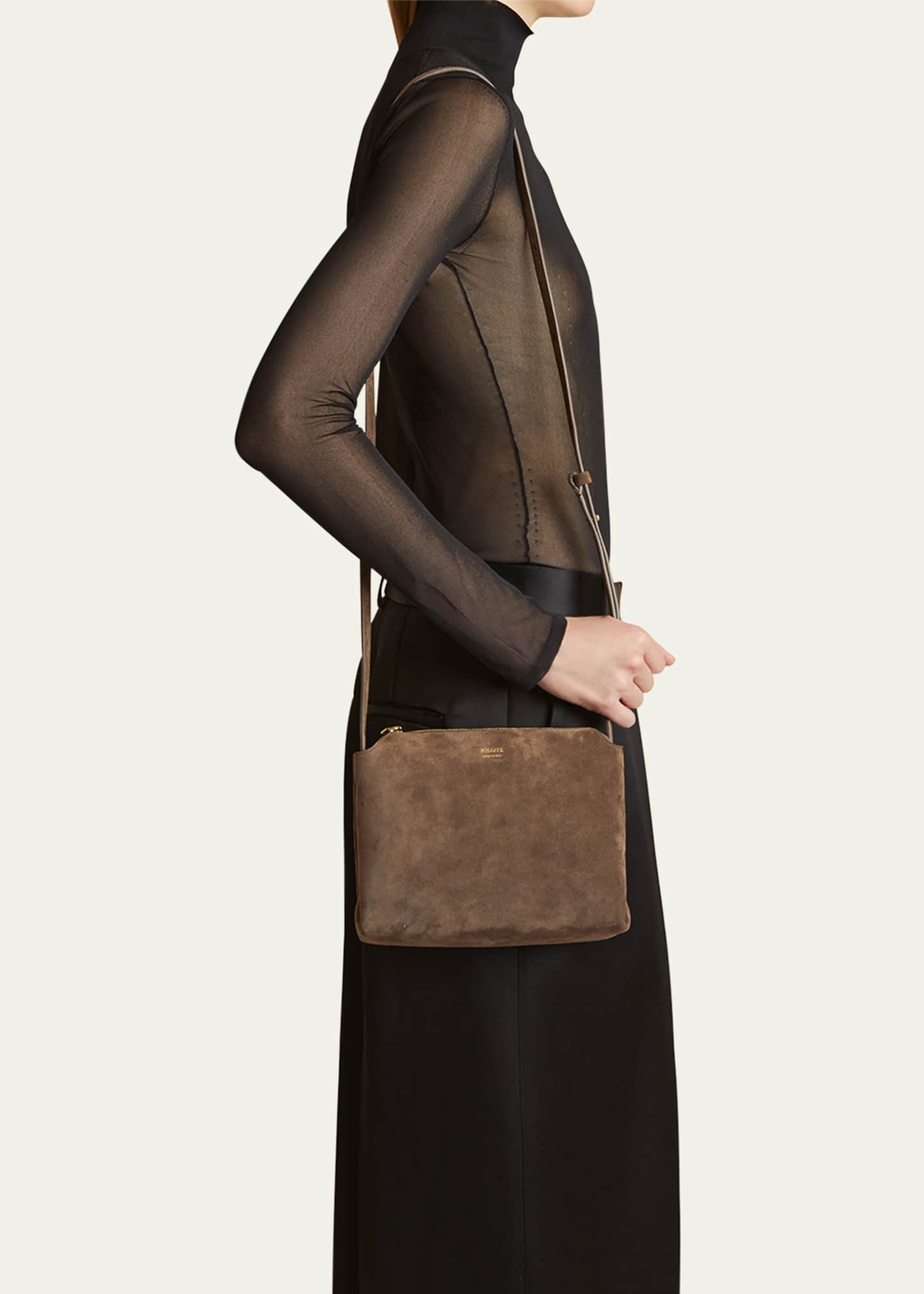 Khaite Lina Medium Suede Crossbody Bag Image 2 of 6
