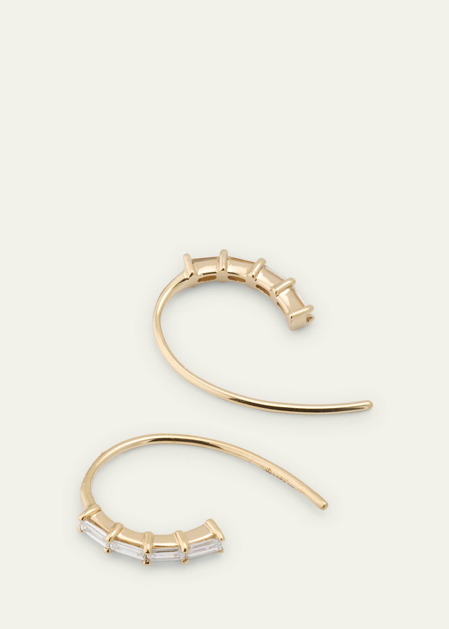 Lana 14K Yellow Gold Baguette Diamond Mini Hooked on Hoop Earrings Image 4 of 4