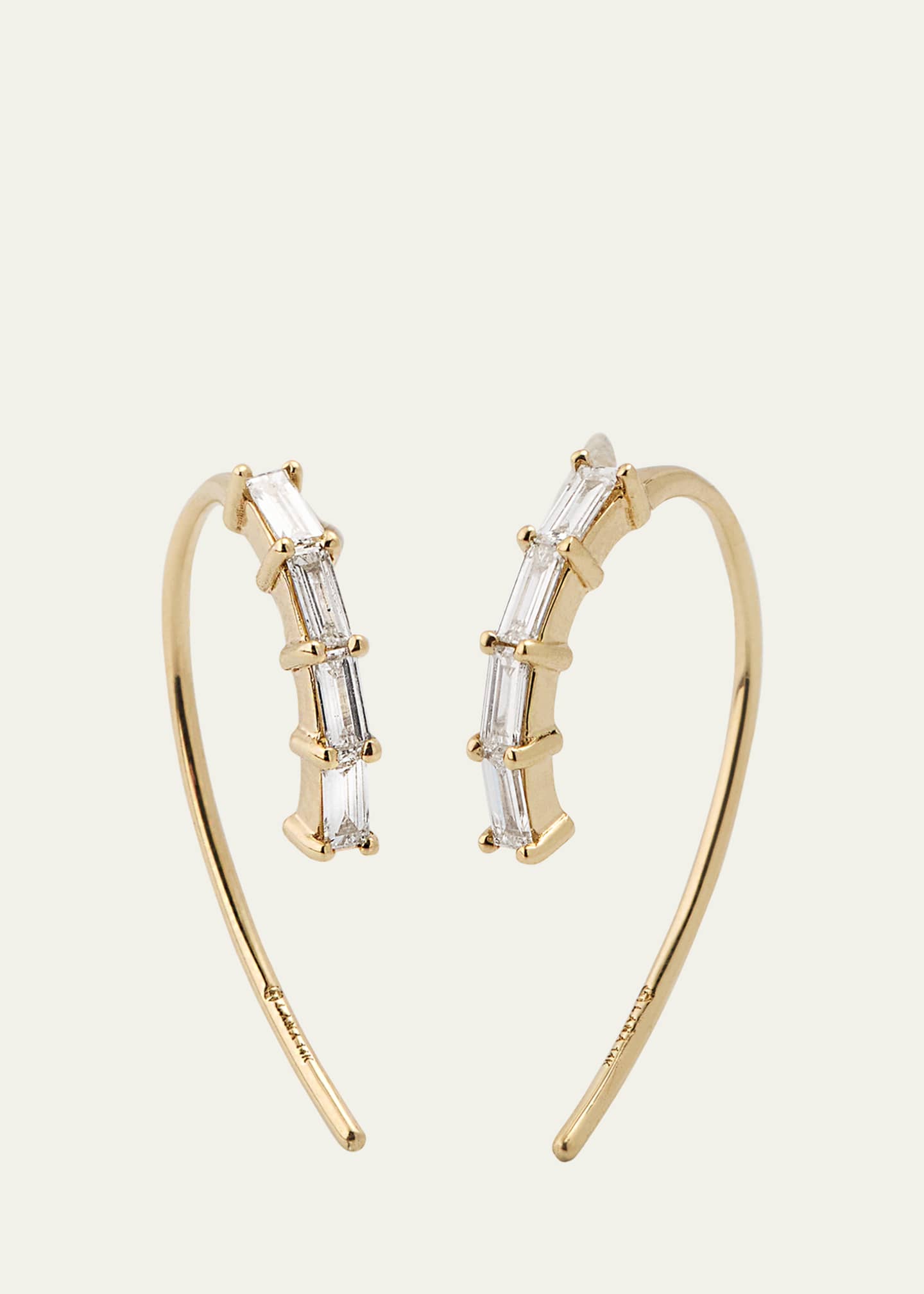 Lana 14K Yellow Gold Baguette Diamond Mini Hooked on Hoop Earrings Image 1 of 4