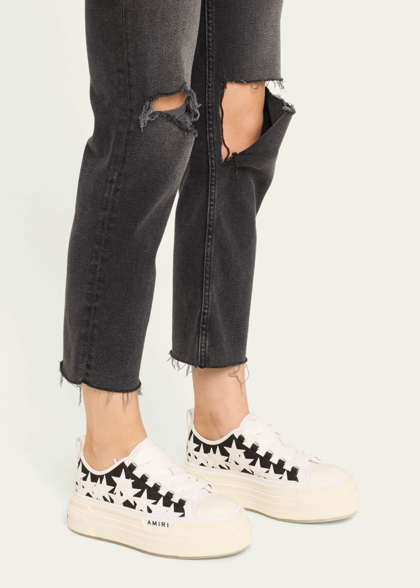 Amiri Stars Low Top Canvas Platform Sneakers Bergdorf Goodman