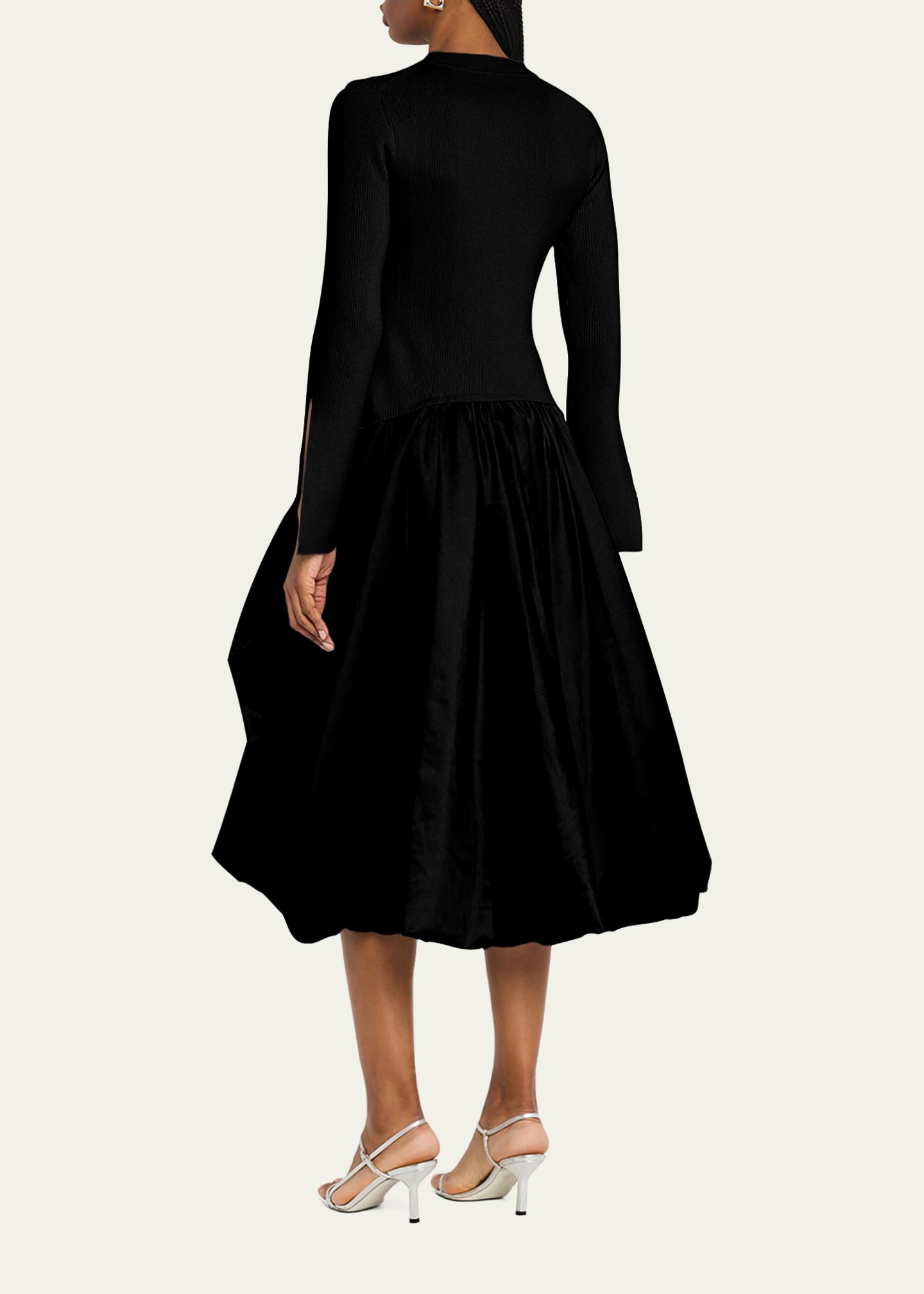 SIMKHAI Kenlie Mixed Media Bubble Midi Dress - Bergdorf Goodman