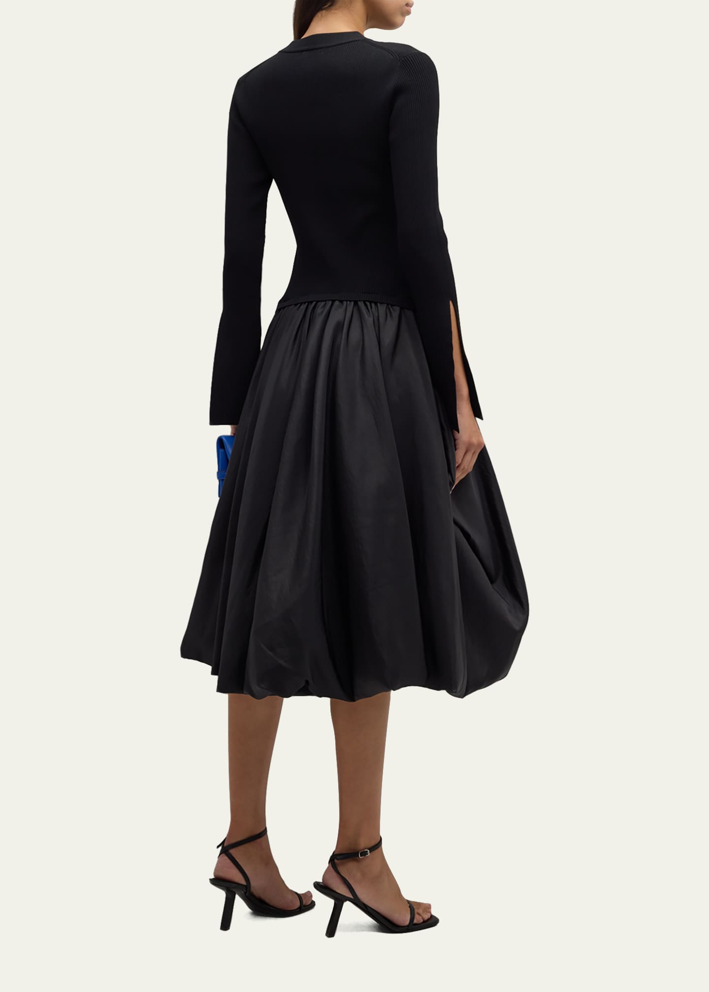 knee length dresses for ladies White Bubble Skirt Midi Dress