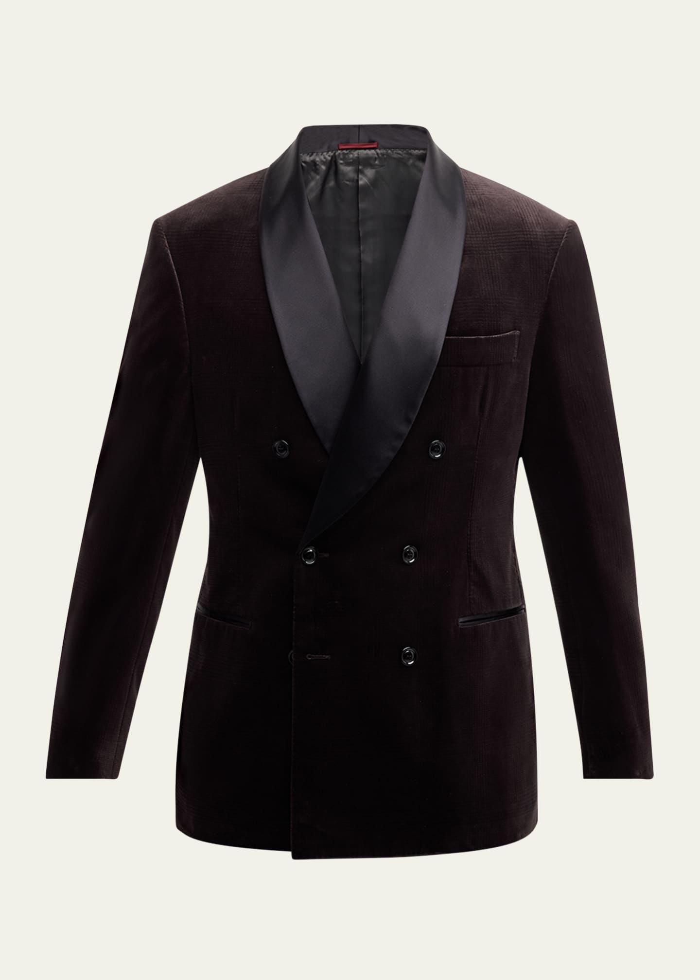 Brunello Cucinelli Men's Velvet Satin-Lapel Double-Breasted Dinner Jacket Image 1 of 5