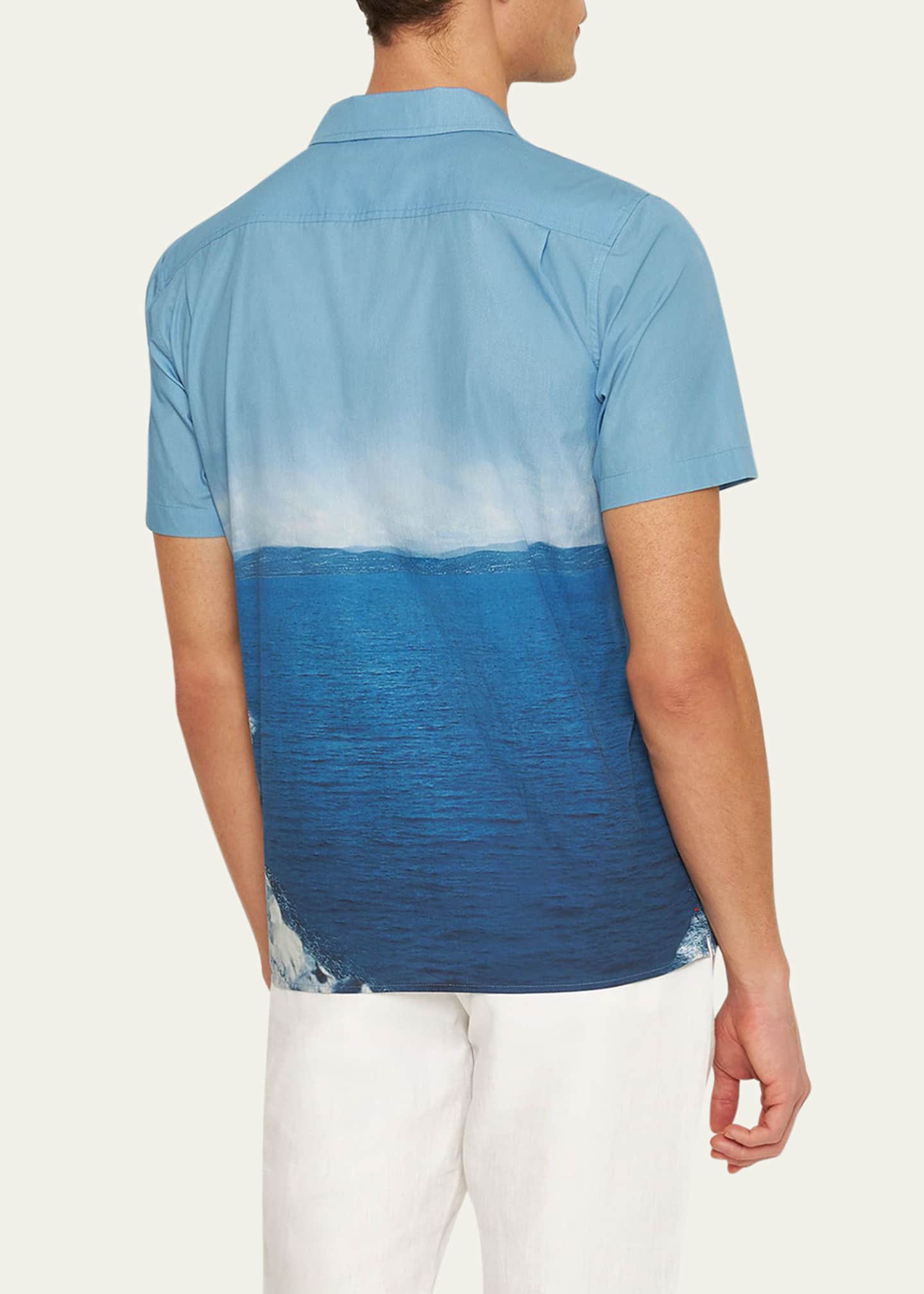Orlebar Brown Men's Hibbert Roc Pool Photographic-Print Short-Sleeve Shirt Image 3 of 4