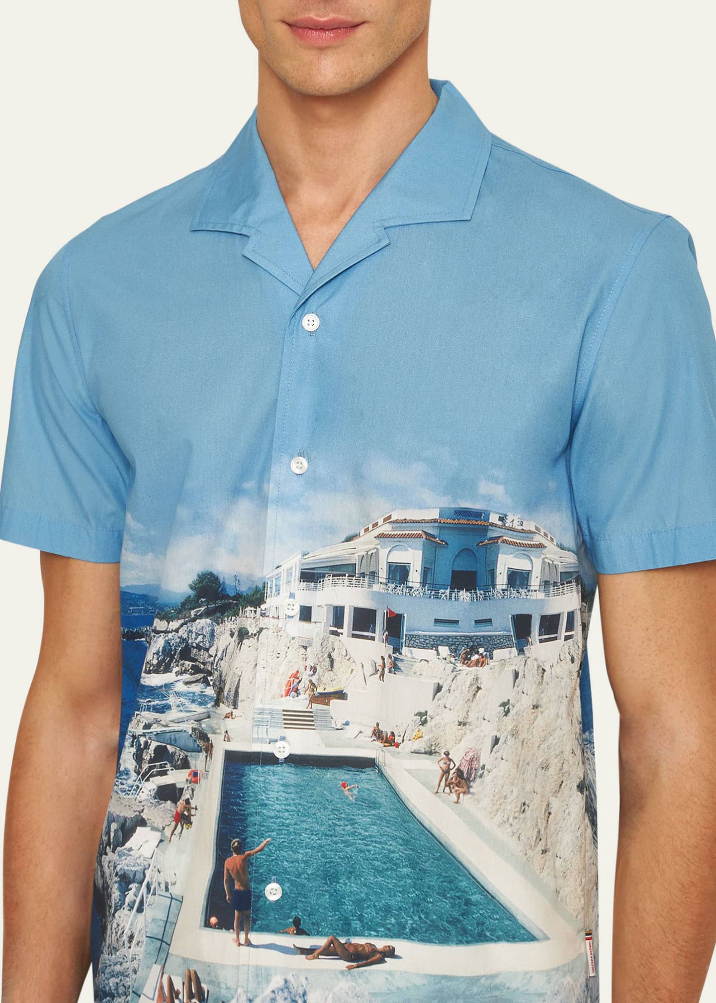 Orlebar Brown Men's Hibbert Roc Pool Photographic-Print Short-Sleeve Shirt Image 4 of 4