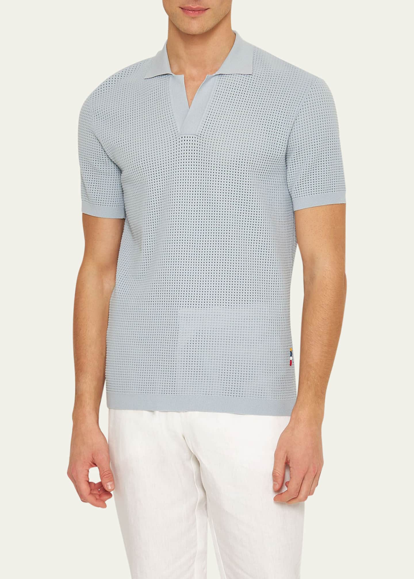 Orlebar Brown Men's Roddy Waffle Mesh Stitch Short-Sleeve Polo Shirt Image 2 of 4