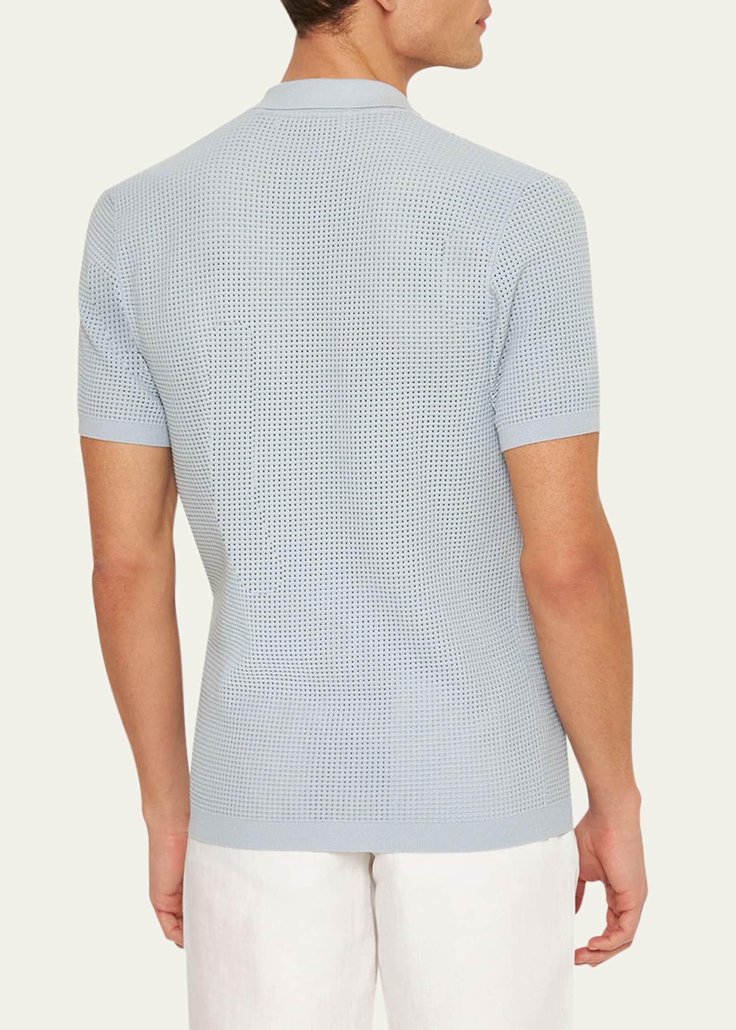 Orlebar Brown Men's Roddy Waffle Mesh Stitch Short-Sleeve Polo Shirt Image 3 of 4