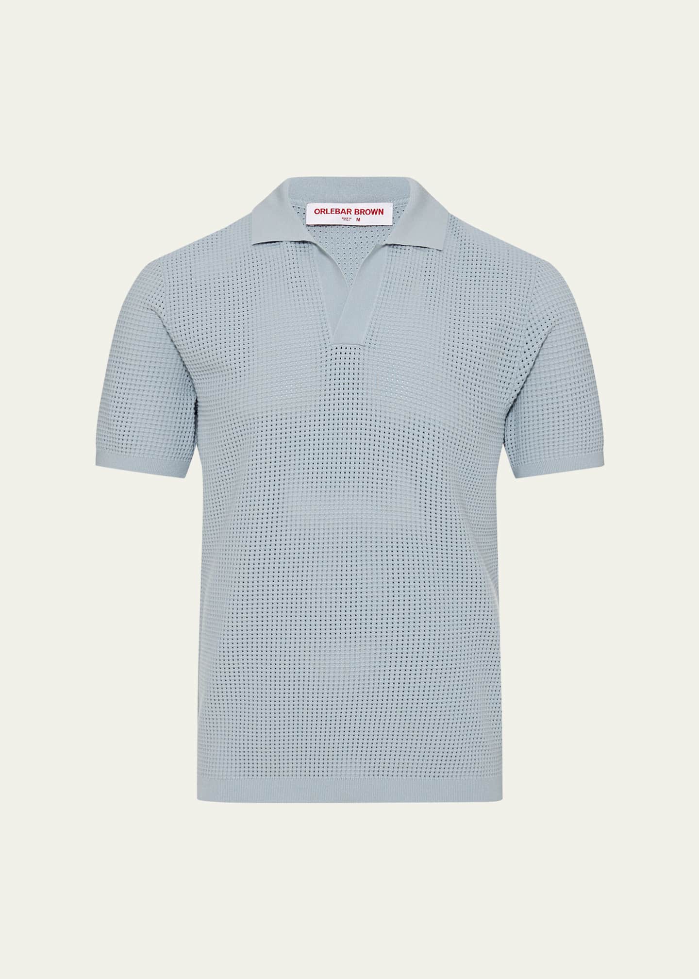 Orlebar Brown Men's Roddy Waffle Mesh Stitch Short-Sleeve Polo Shirt Image 1 of 4