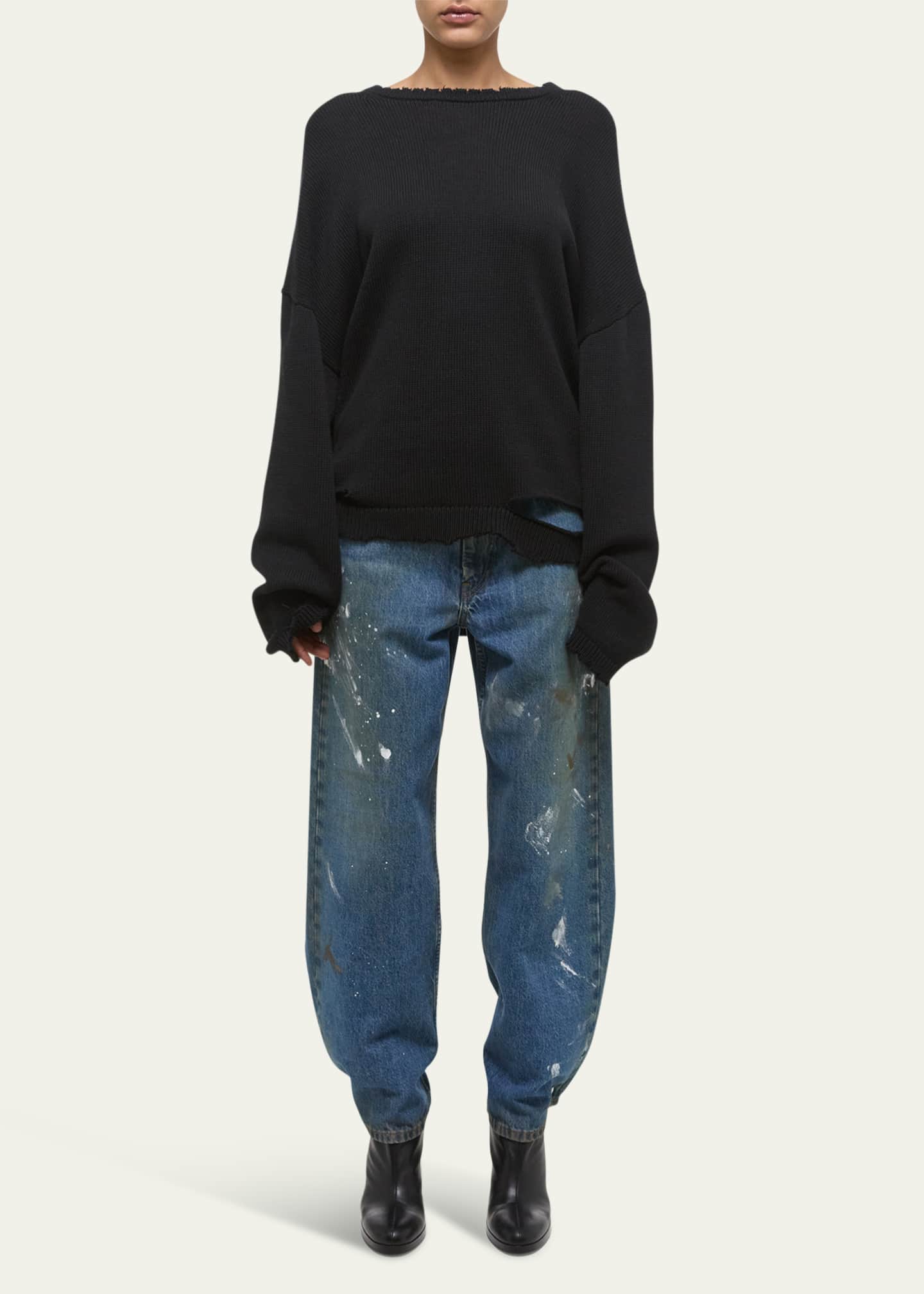 Helmut Lang Distressed Ribbed Crewneck Sweater Image 2 of 5