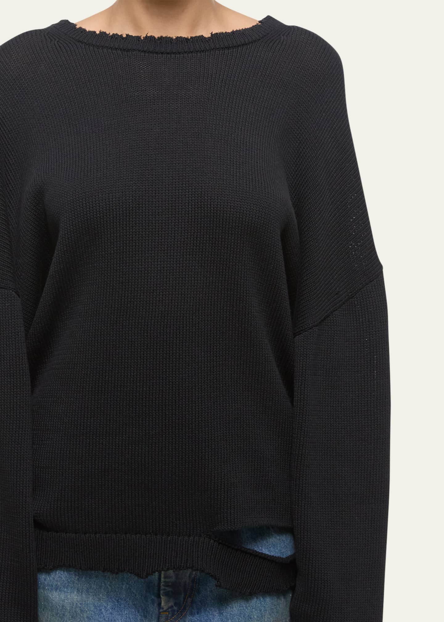 Helmut Lang Distressed Ribbed Crewneck Sweater Image 5 of 5