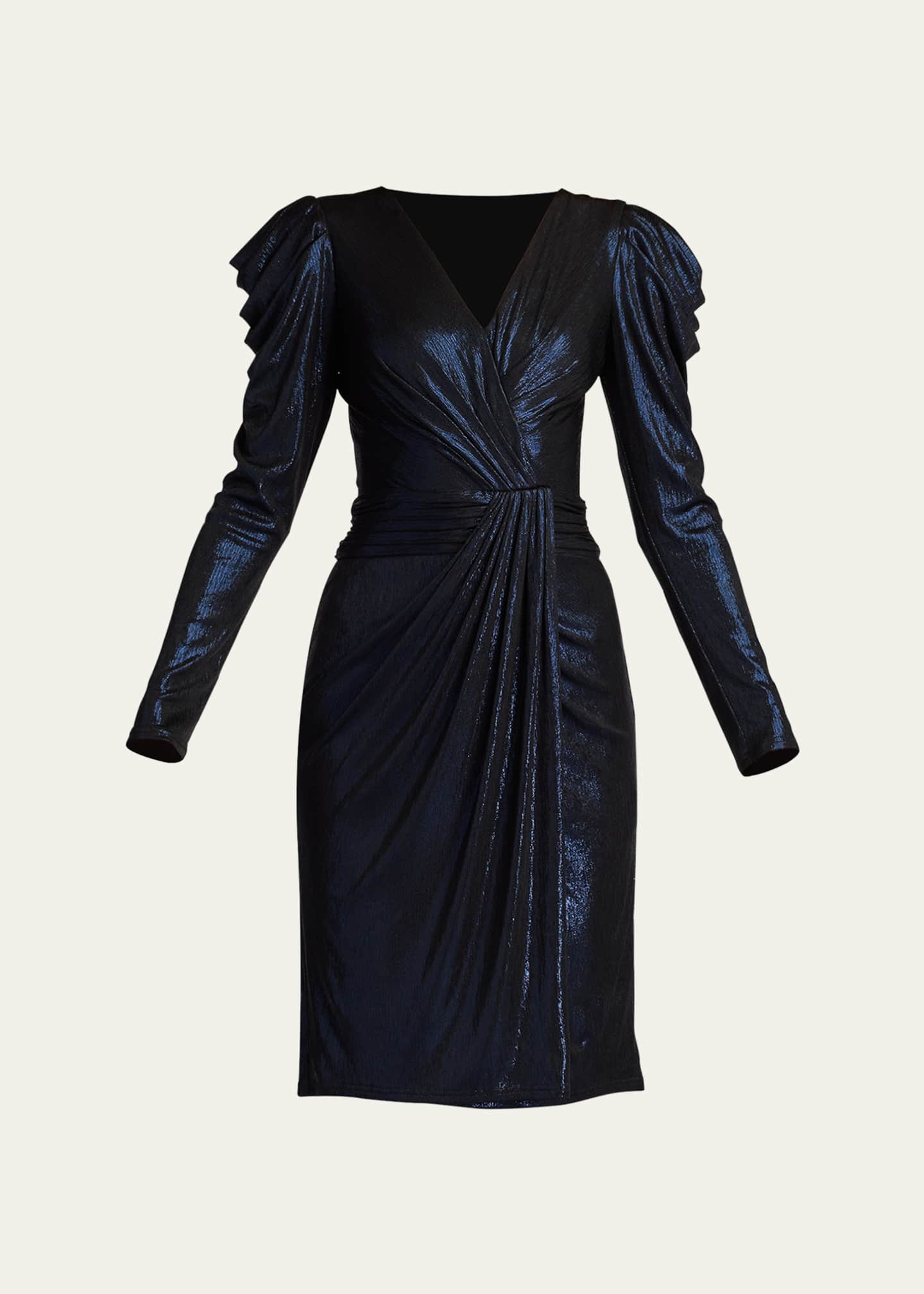 Tadashi Shoji Pleated Bodycon Metallic Jersey Dress Image 1 of 5