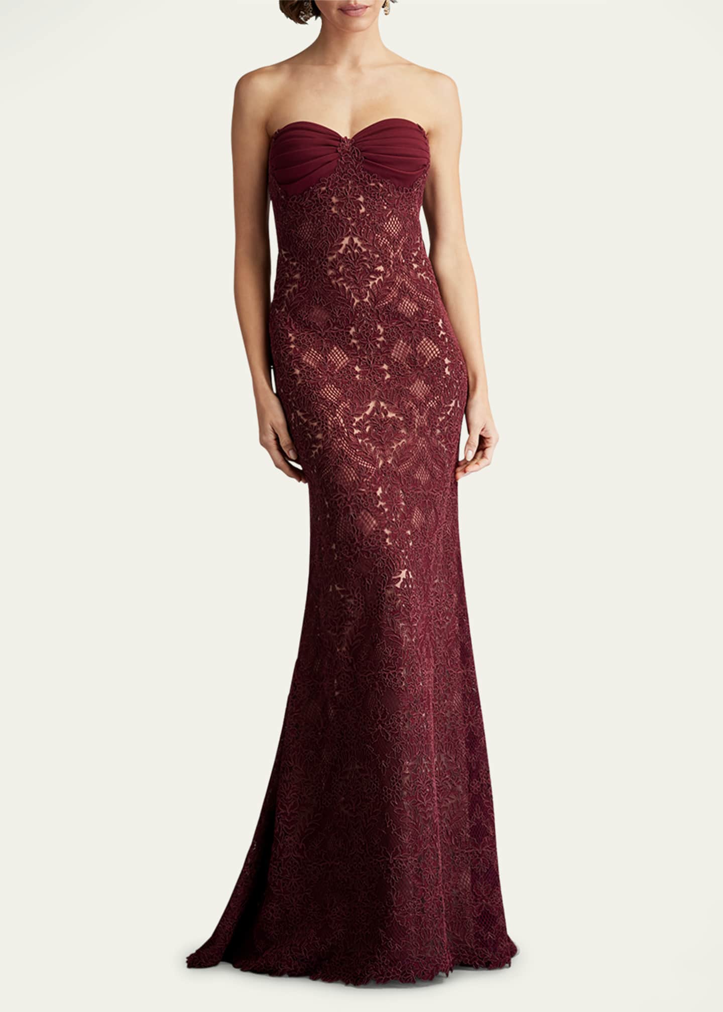 Tadashi Shoji Strapless Lace A-Line Gown Image 2 of 5