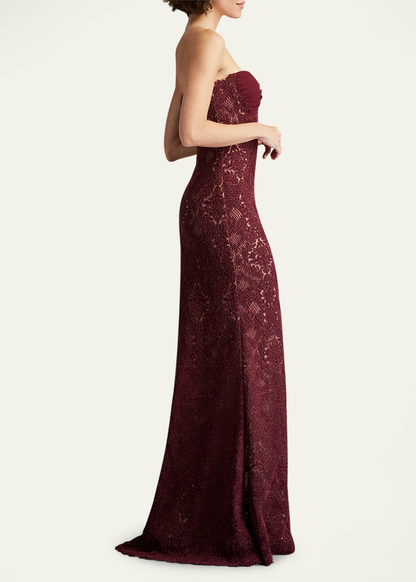 Tadashi Shoji Strapless Lace A-Line Gown Image 4 of 5