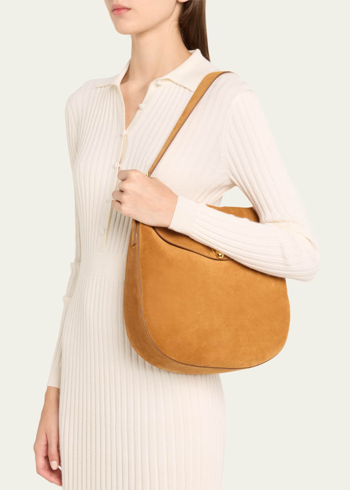 Savette Tondo Large Suede Hobo Bag Image 2 of 6